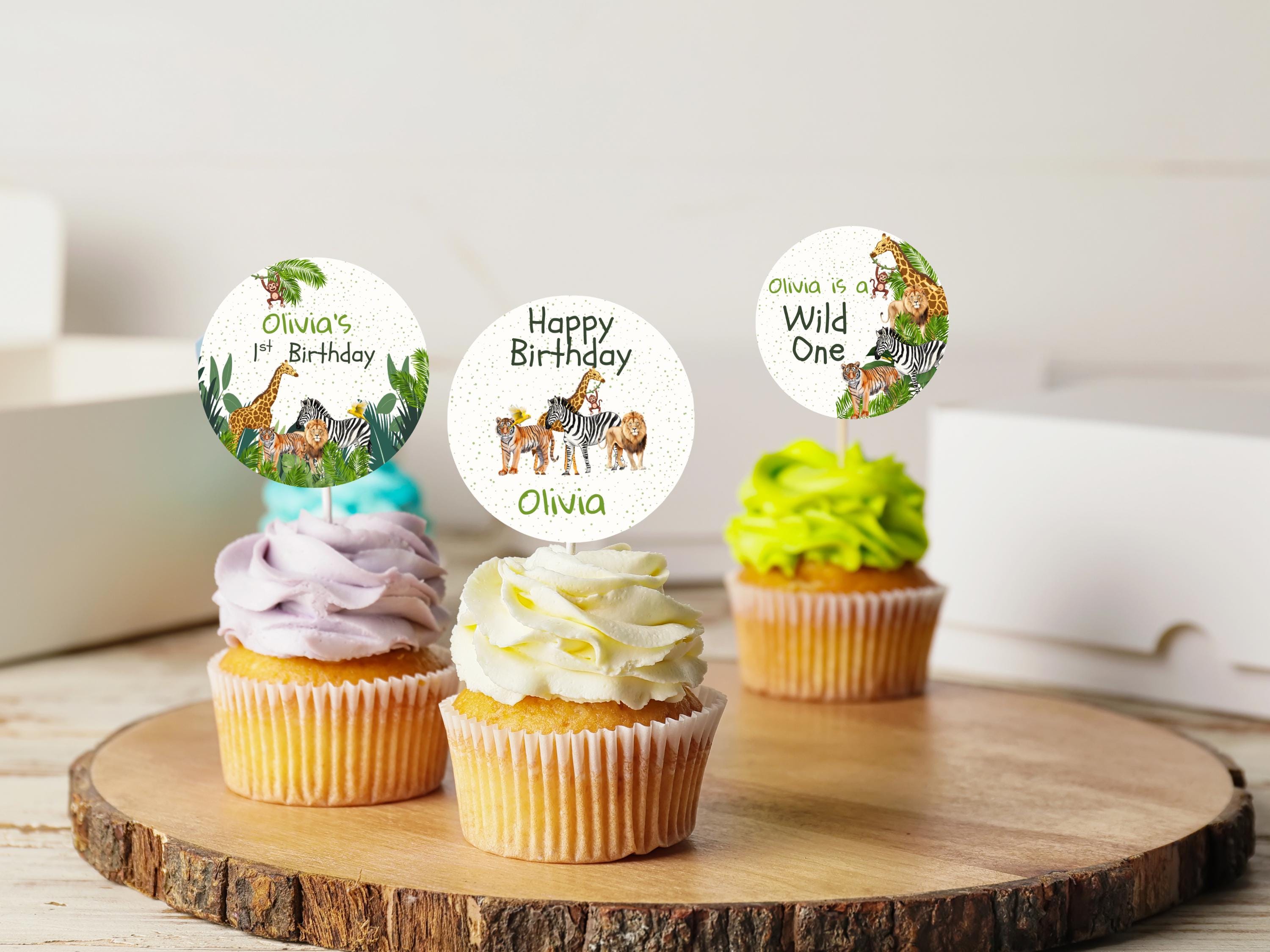 Wild One Jungle Cupcake Toppers thumbnail 3