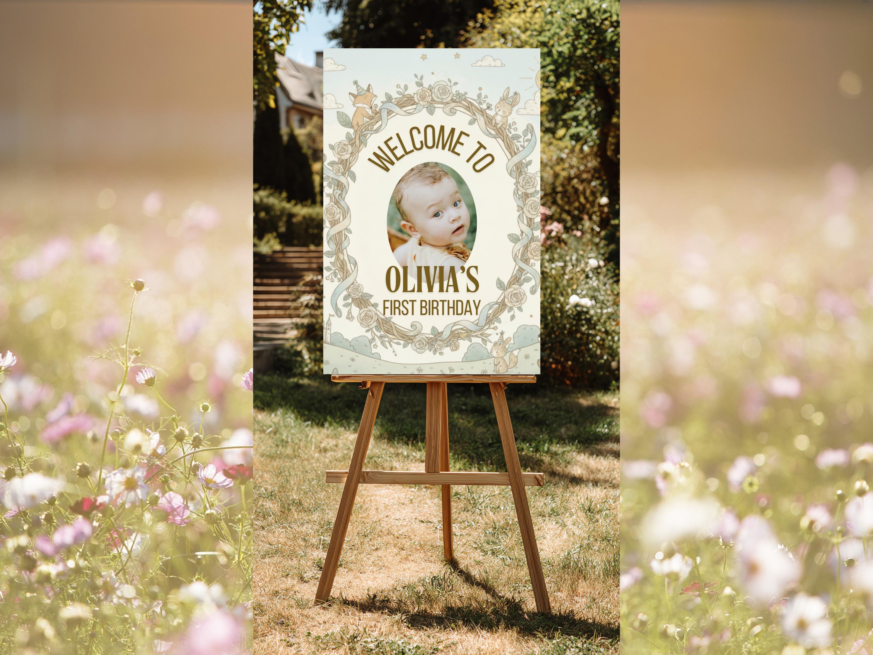 Woodland First Birthday Welcome Sign thumbnail 5