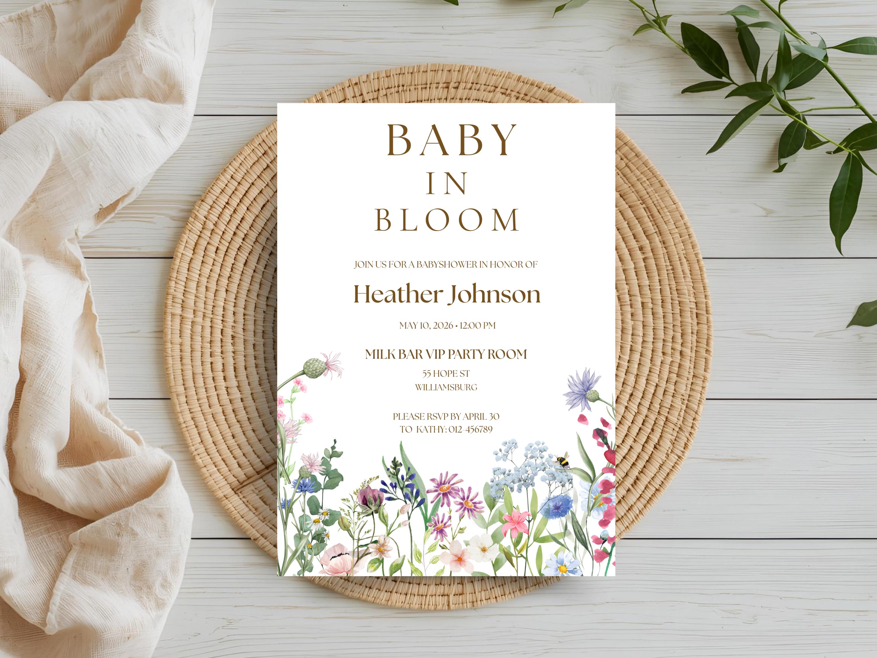 Baby in Bloom Floral Shower Invitation thumbnail 2