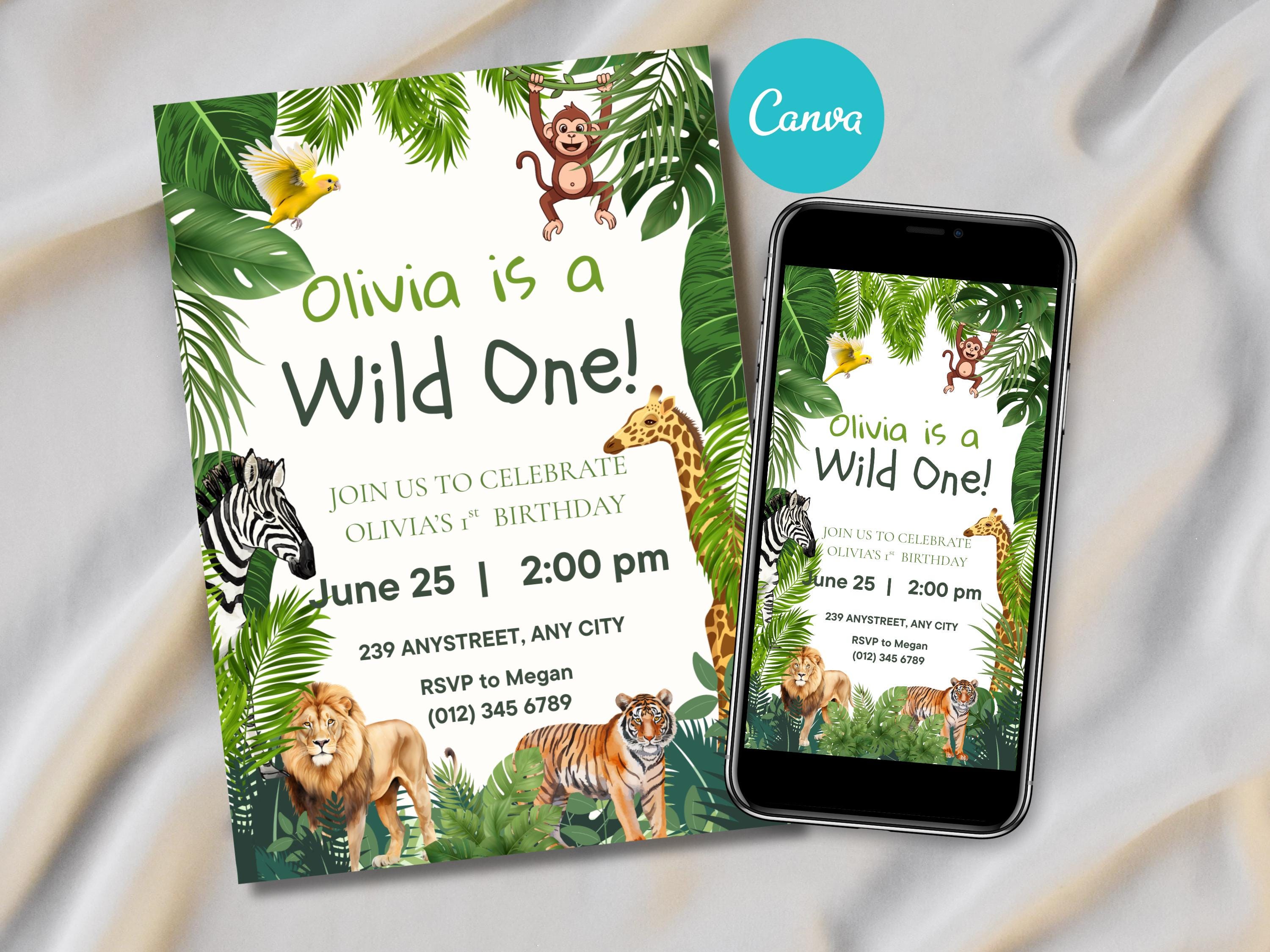 Wild One Jungle Safari Invitation thumbnail 2