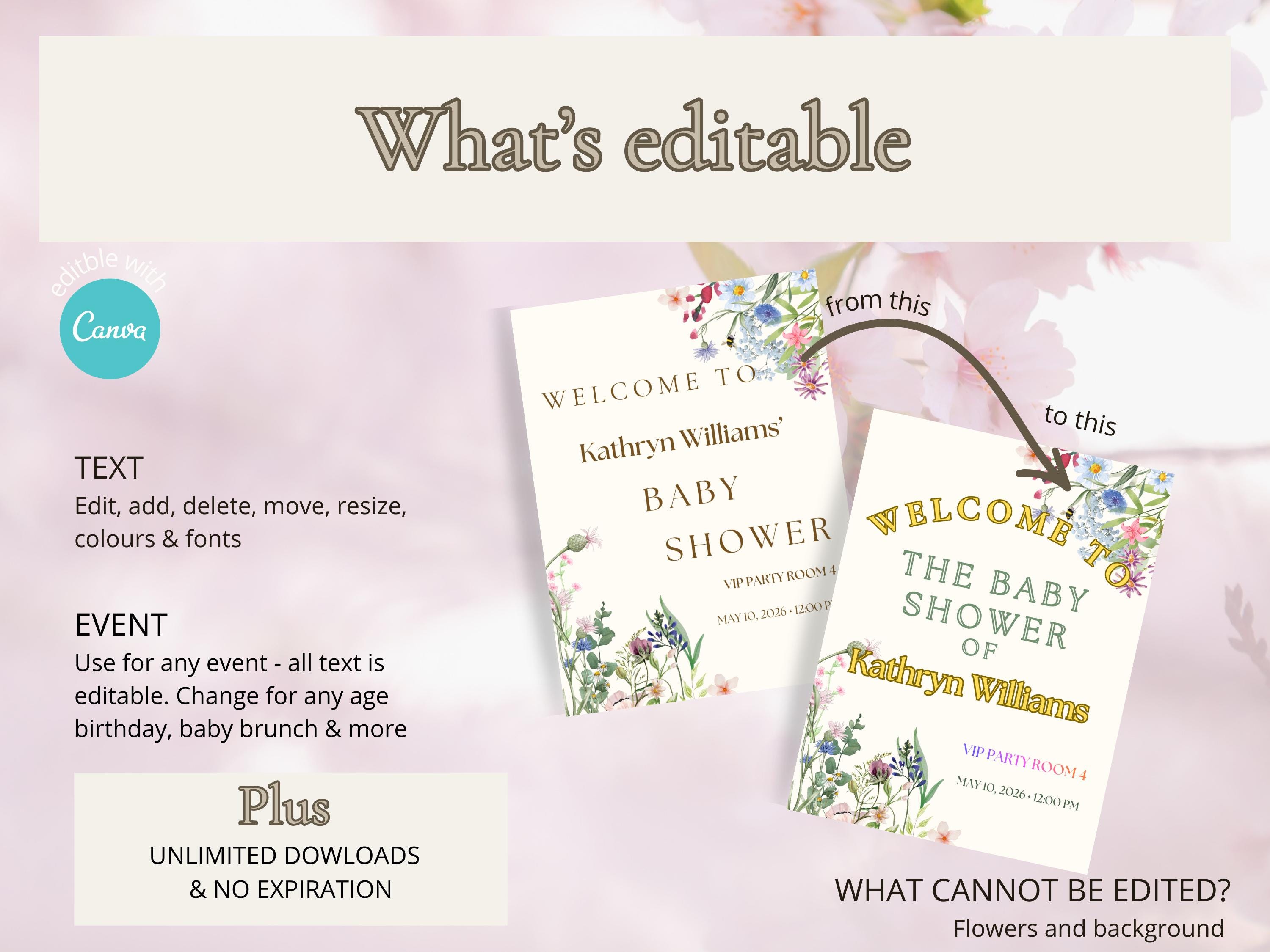 Baby in Bloom Baby Shower Welcome Sign thumbnail 4
