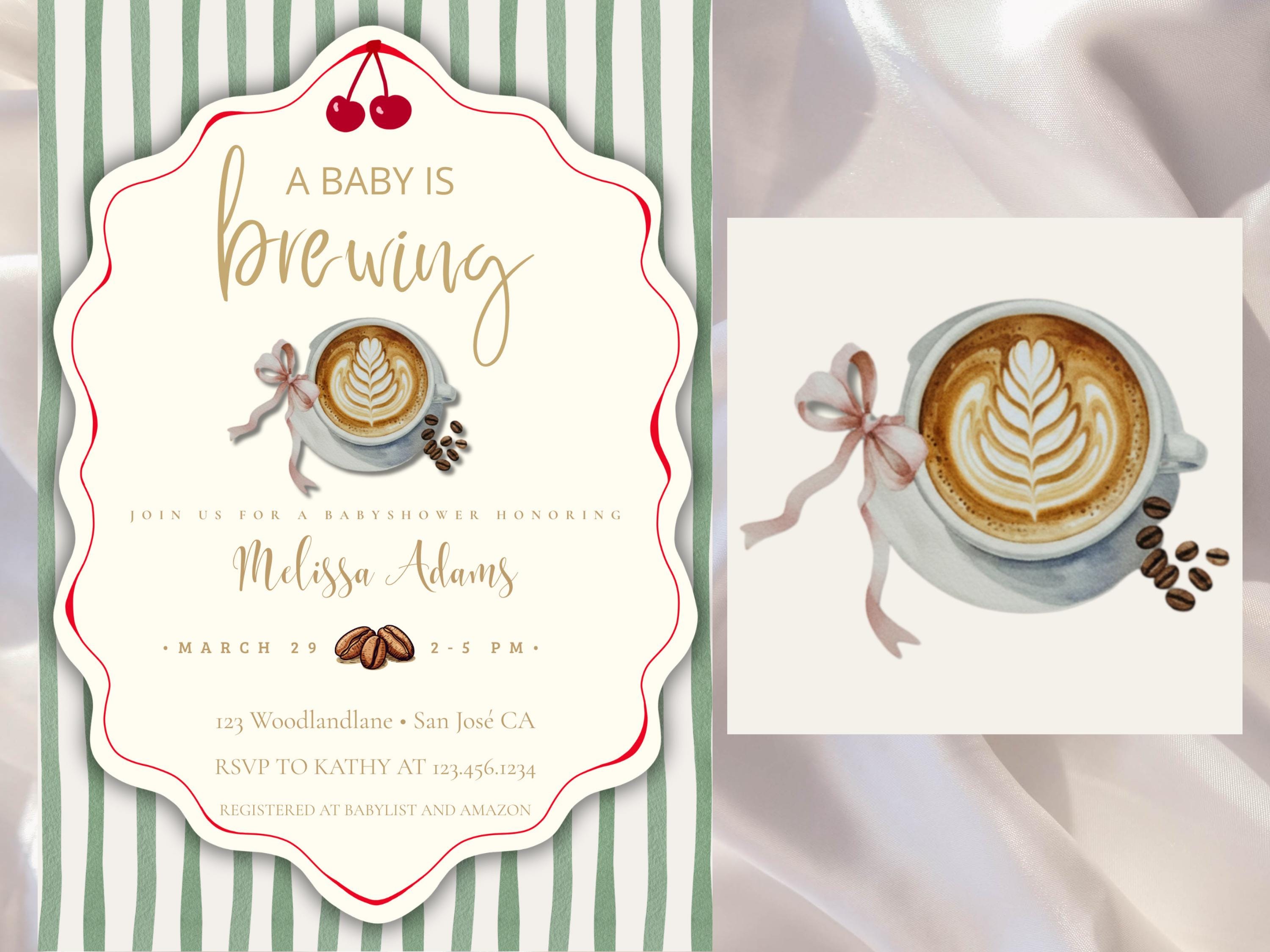 Baby is Brewing Coffee Baby Shower Invitation thumbnail 2