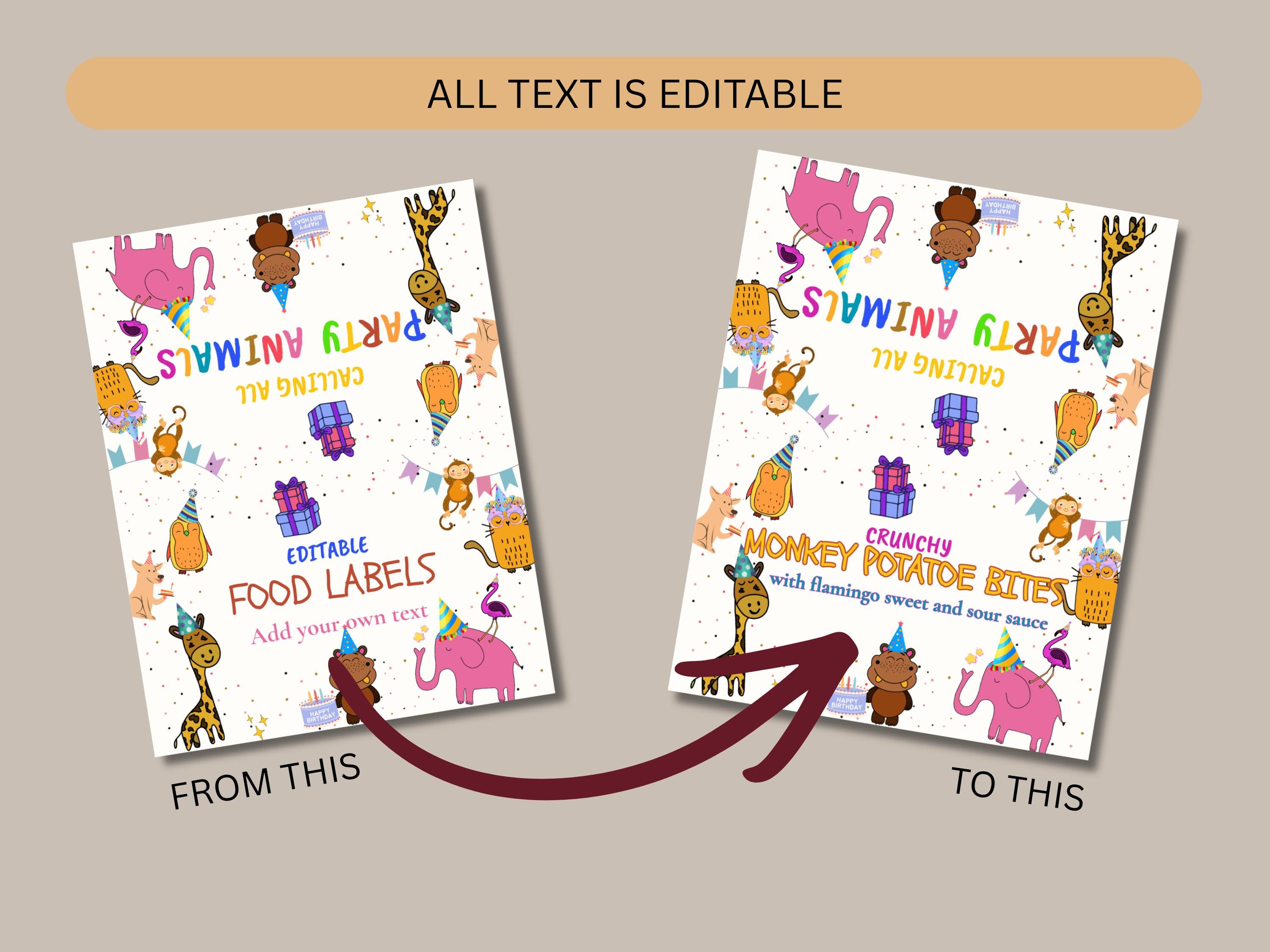 Calling All Party Animals Food Labels thumbnail 4
