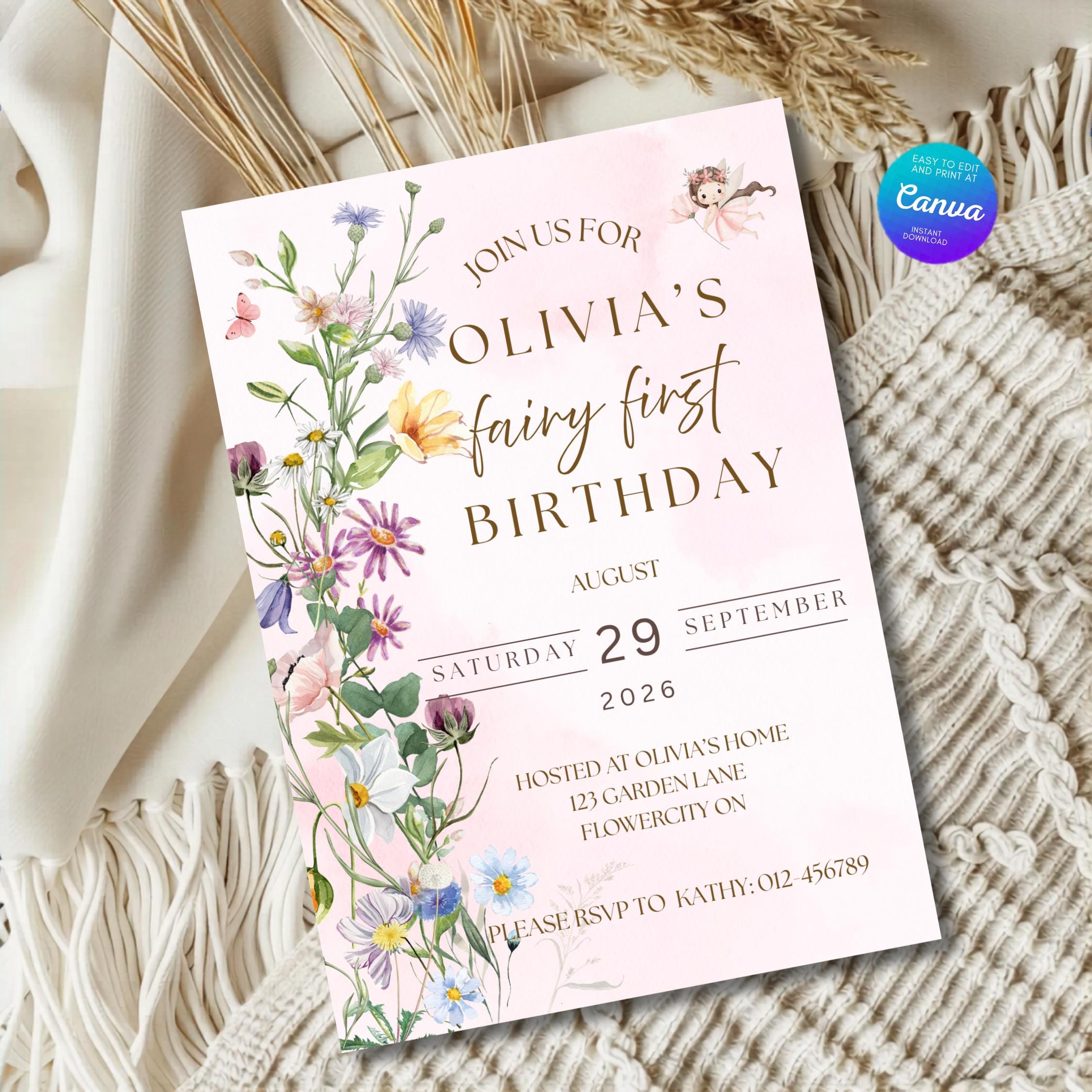 Fairy Garden First Birthday Invitation thumbnail 4