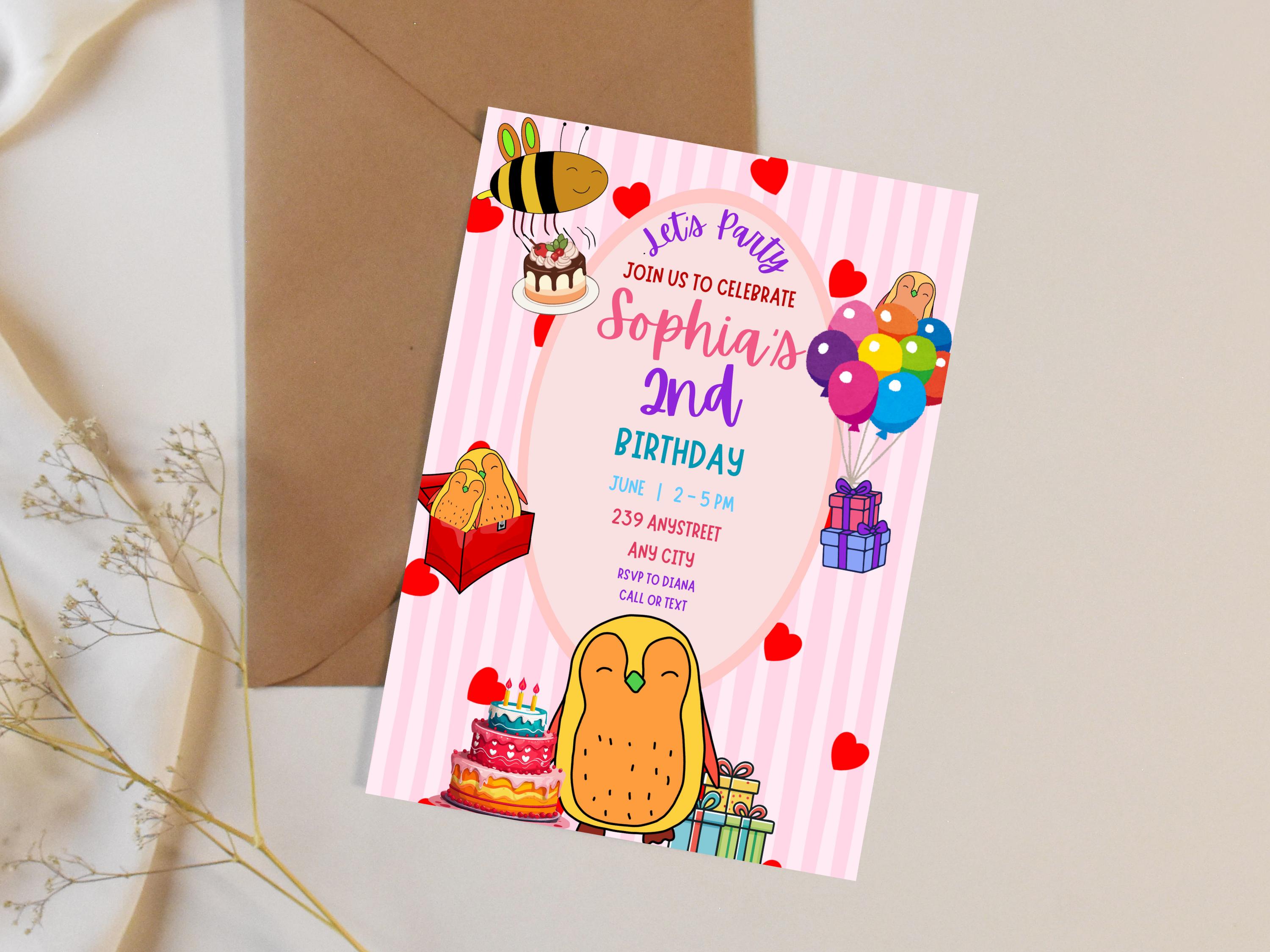 Penguin & Bee Birthday Invitation thumbnail 5
