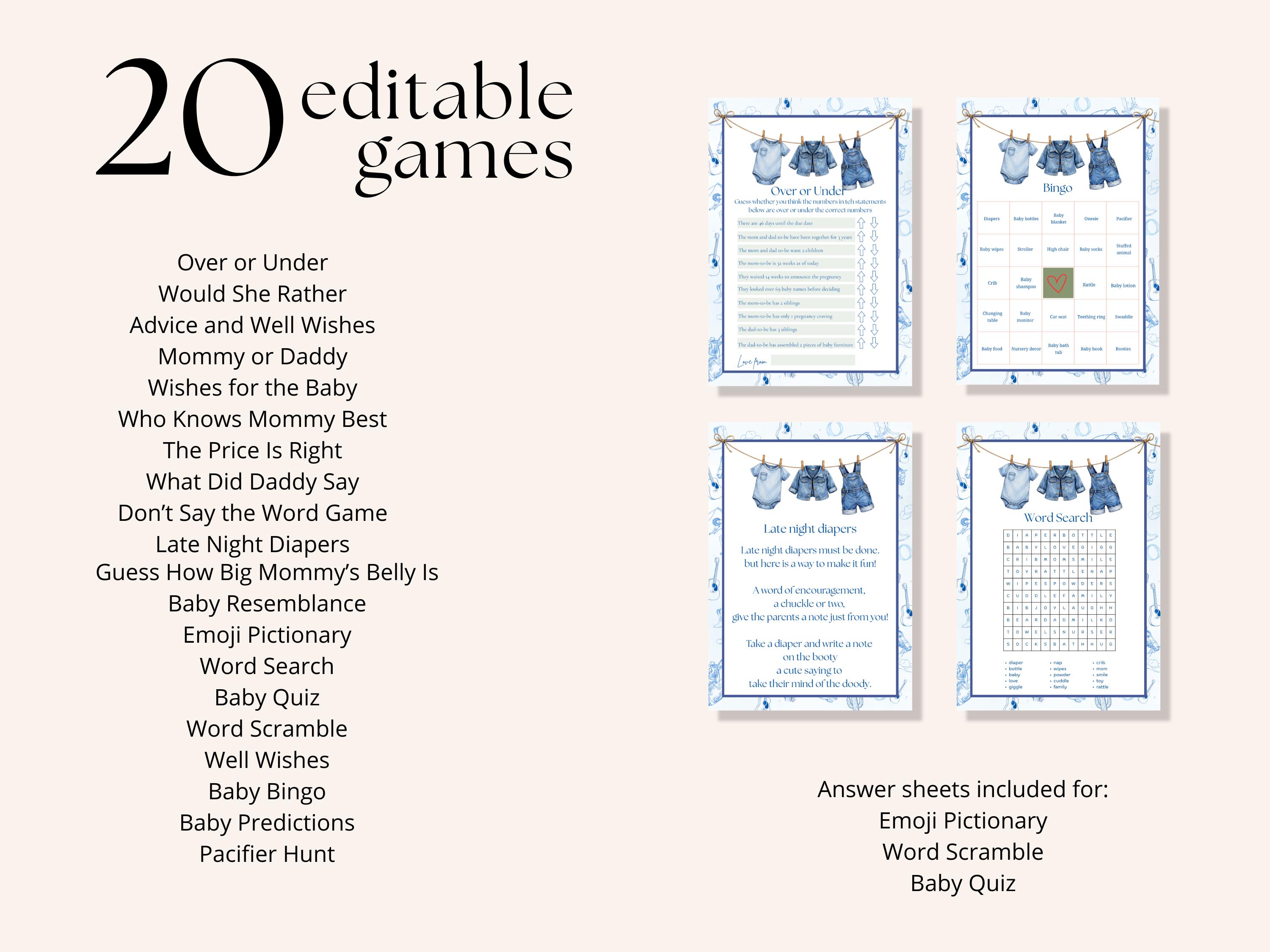 Blue Jean Baby Shower Games Bundle thumbnail 2