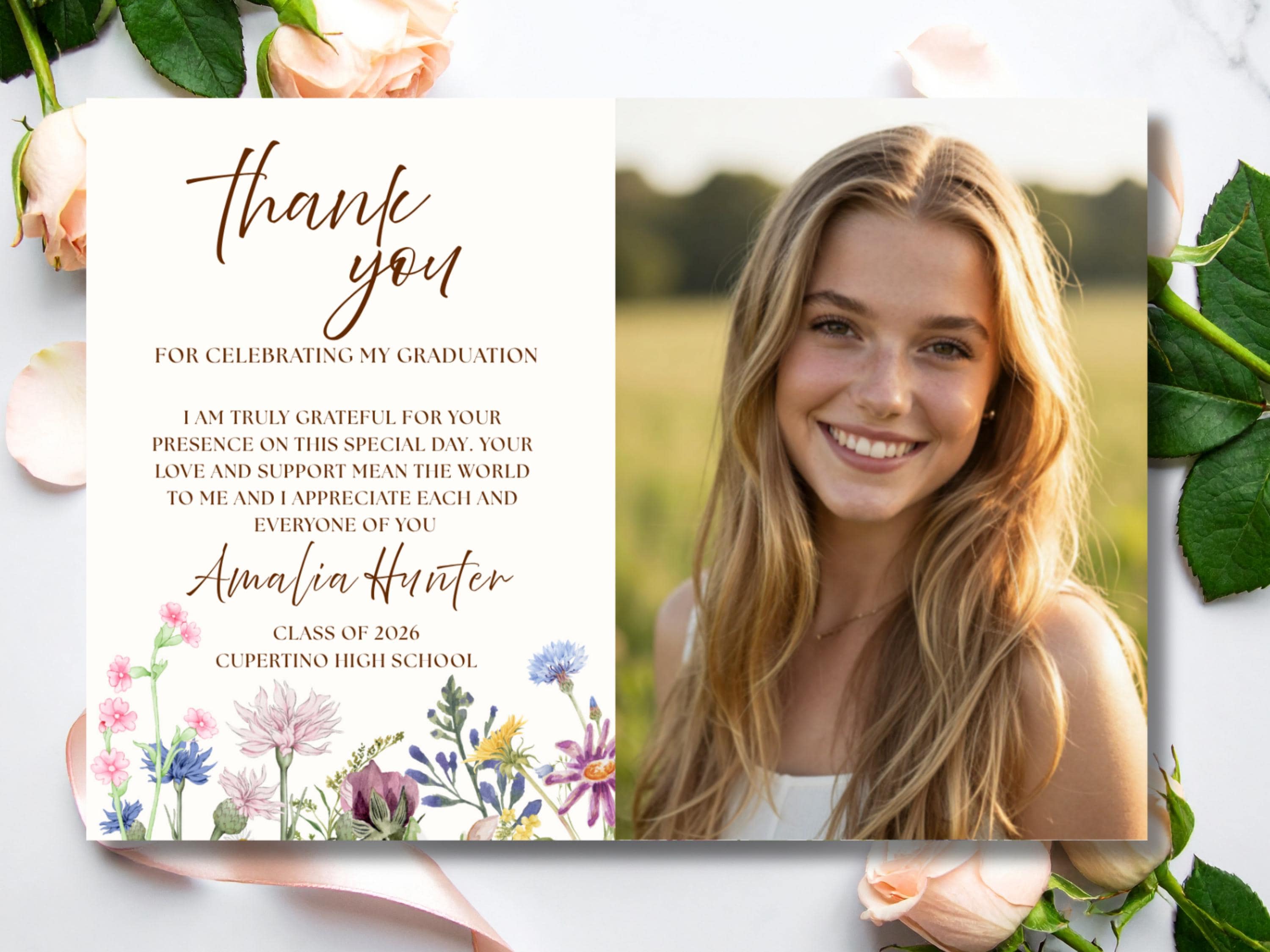 Wildflower Graduation Thank You Card thumbnail 3