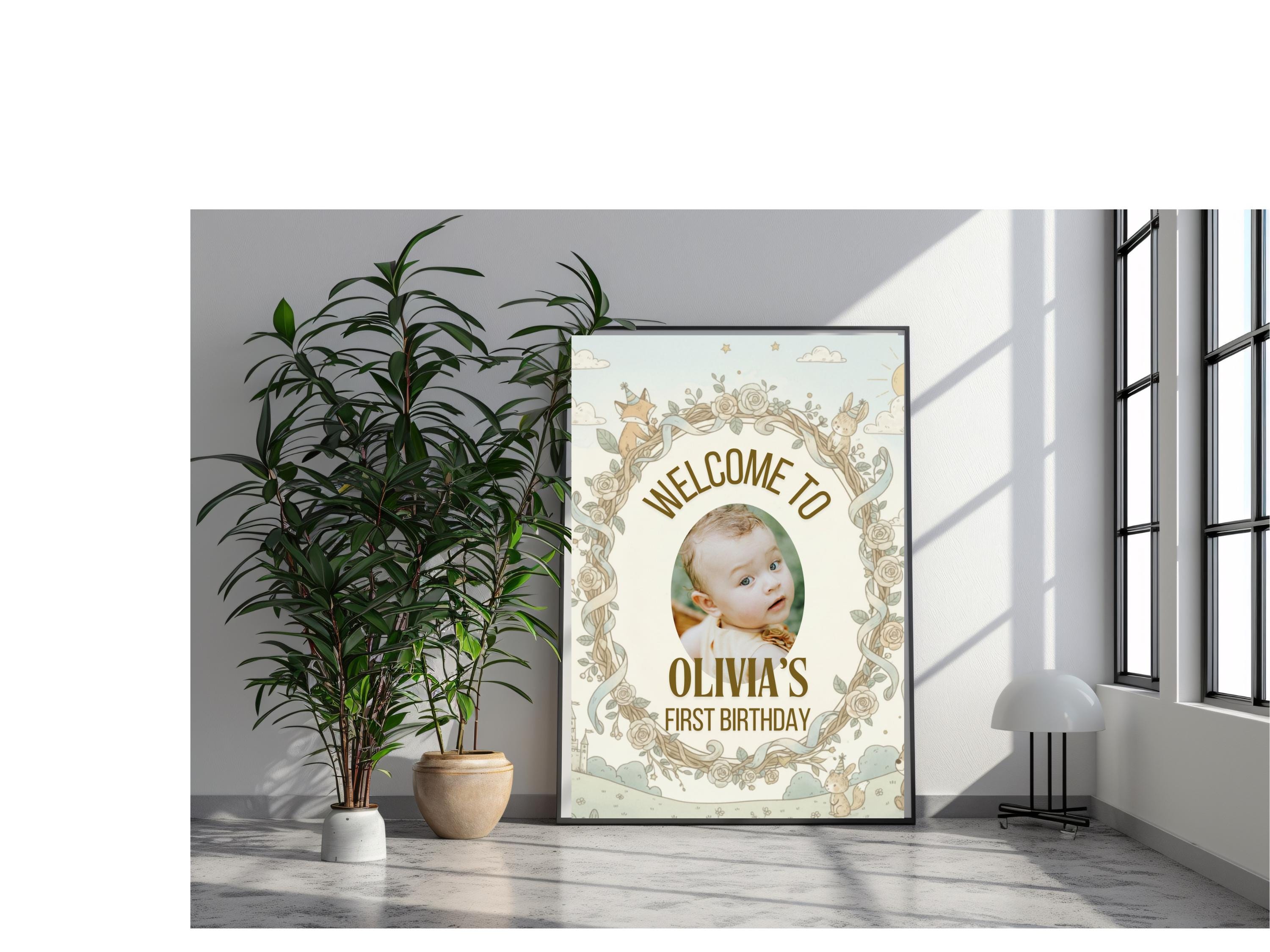 Woodland First Birthday Welcome Sign thumbnail 3