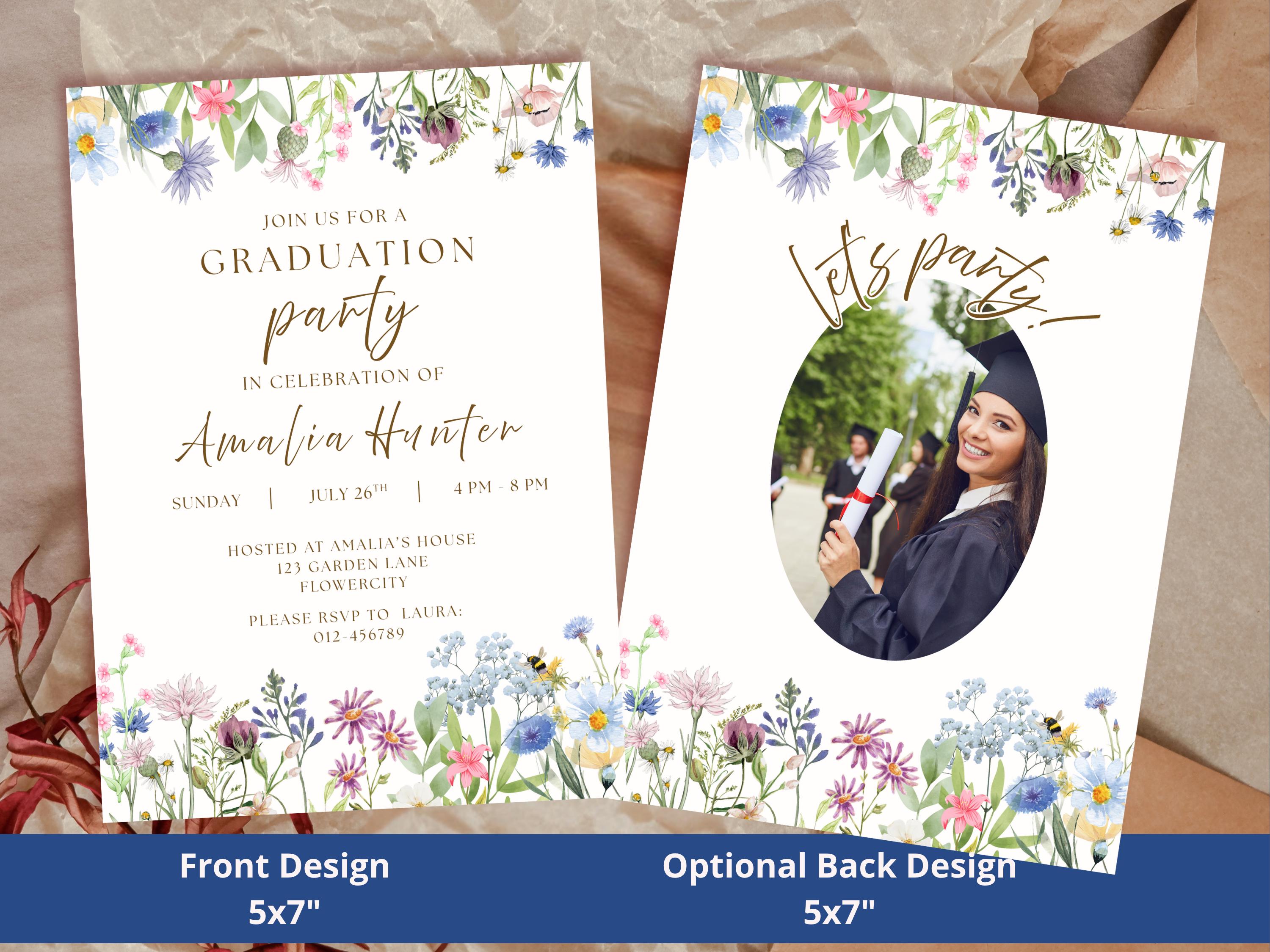 Wildflower Graduation Party Invitation thumbnail 3