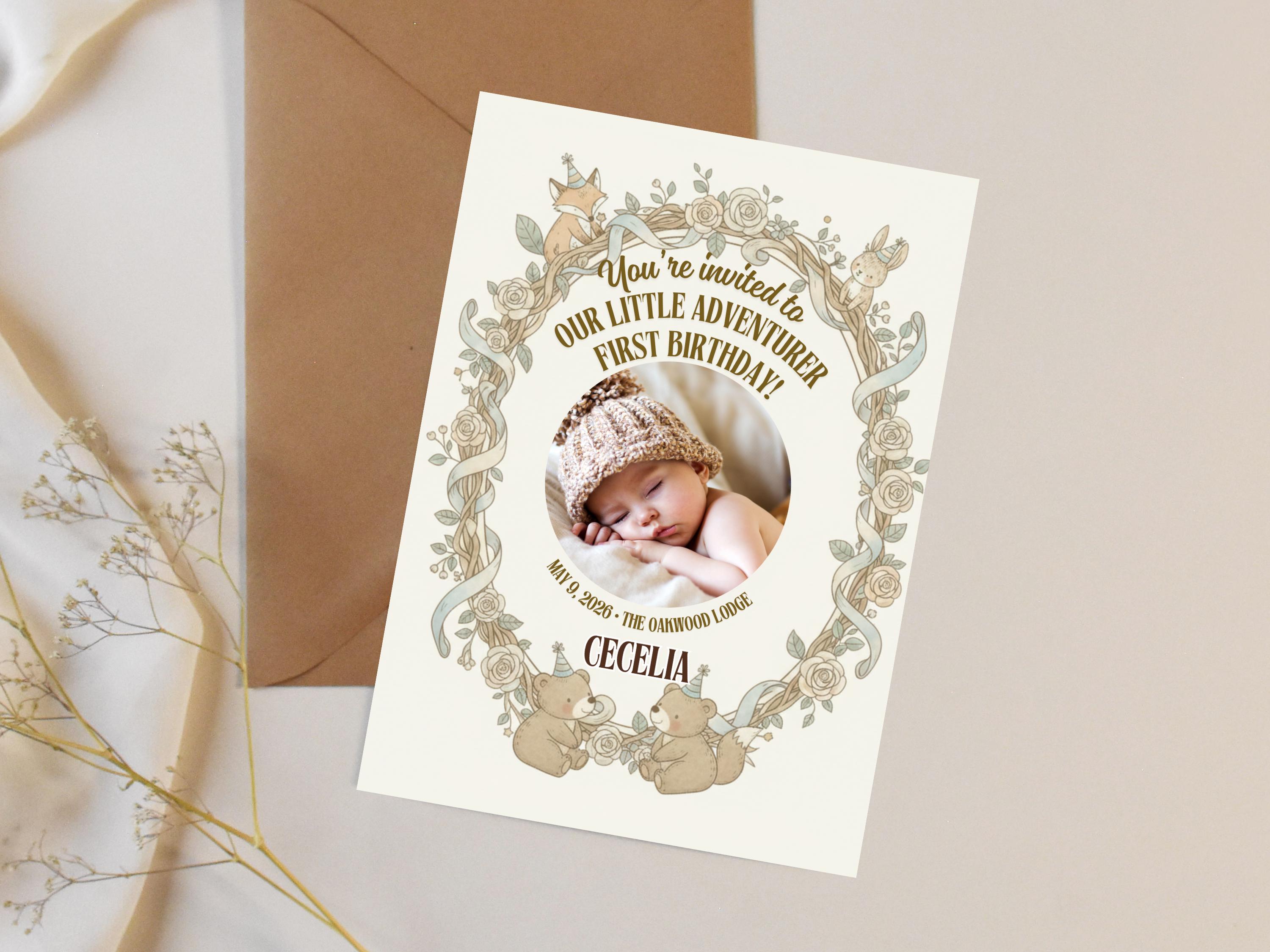 Woodland First Birthday Invitation thumbnail 5