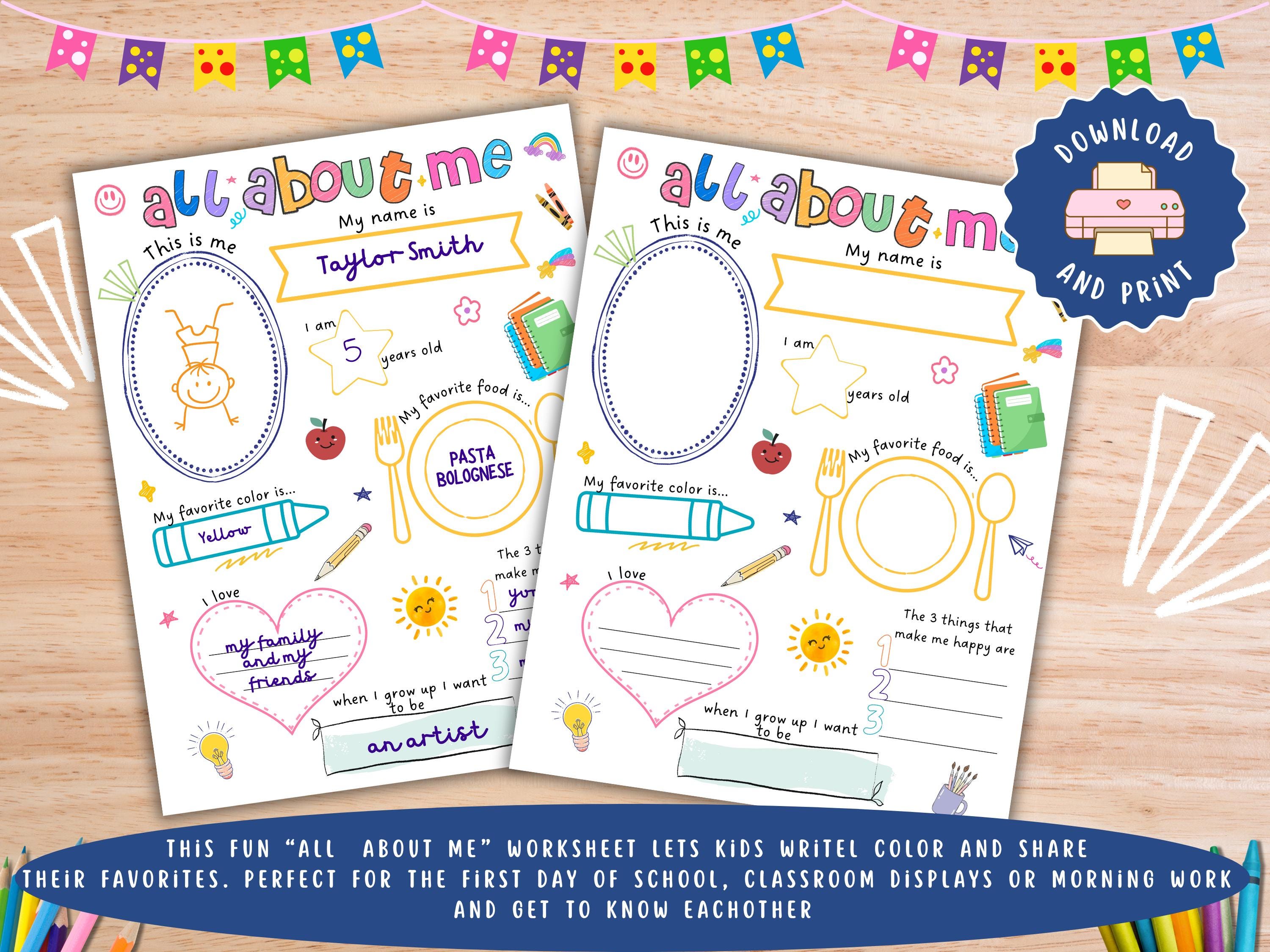 All About Me Back to School Worksheet thumbnail 3