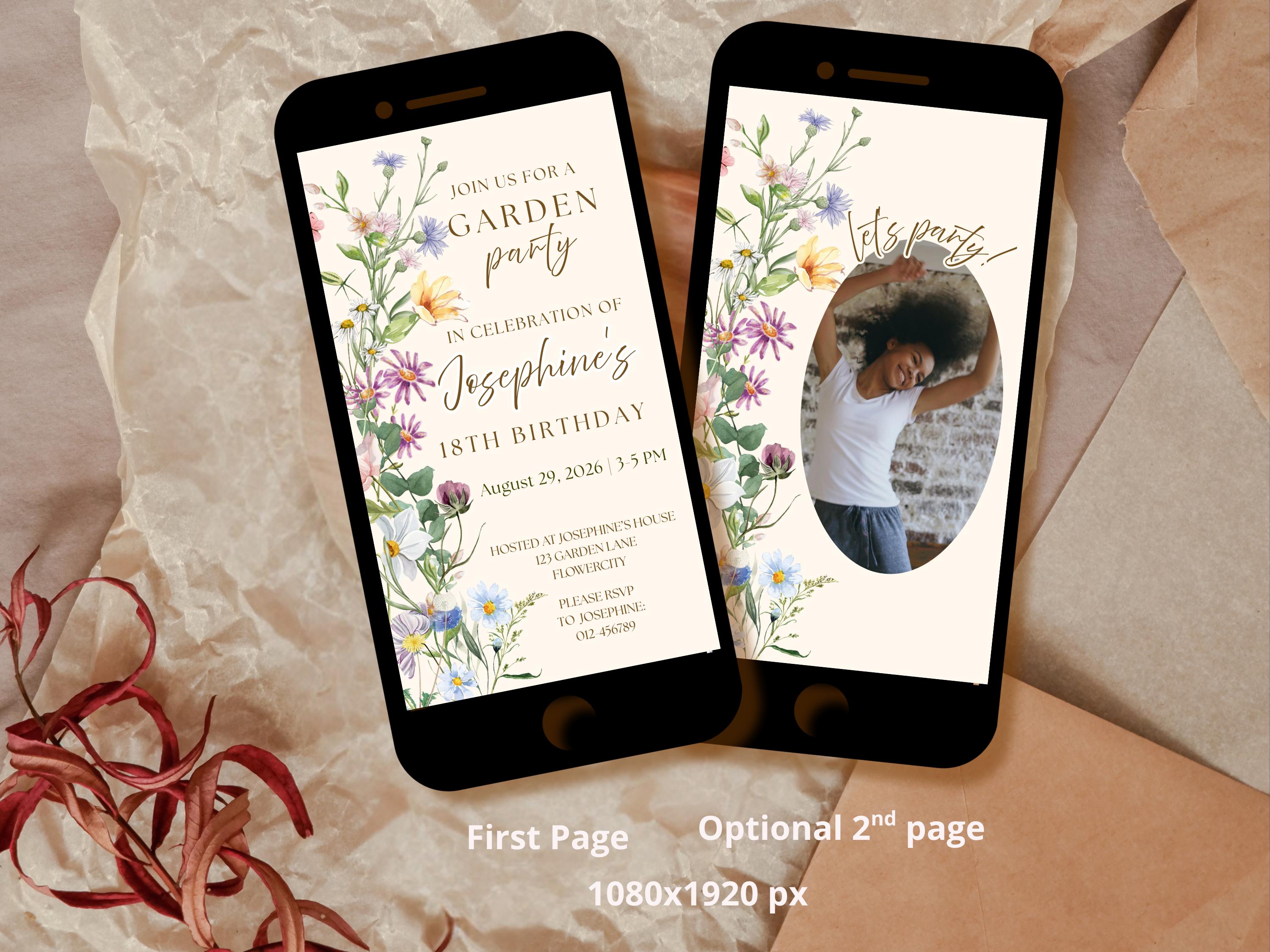 Wildflower Garden 18th Birthday Invitation thumbnail 4