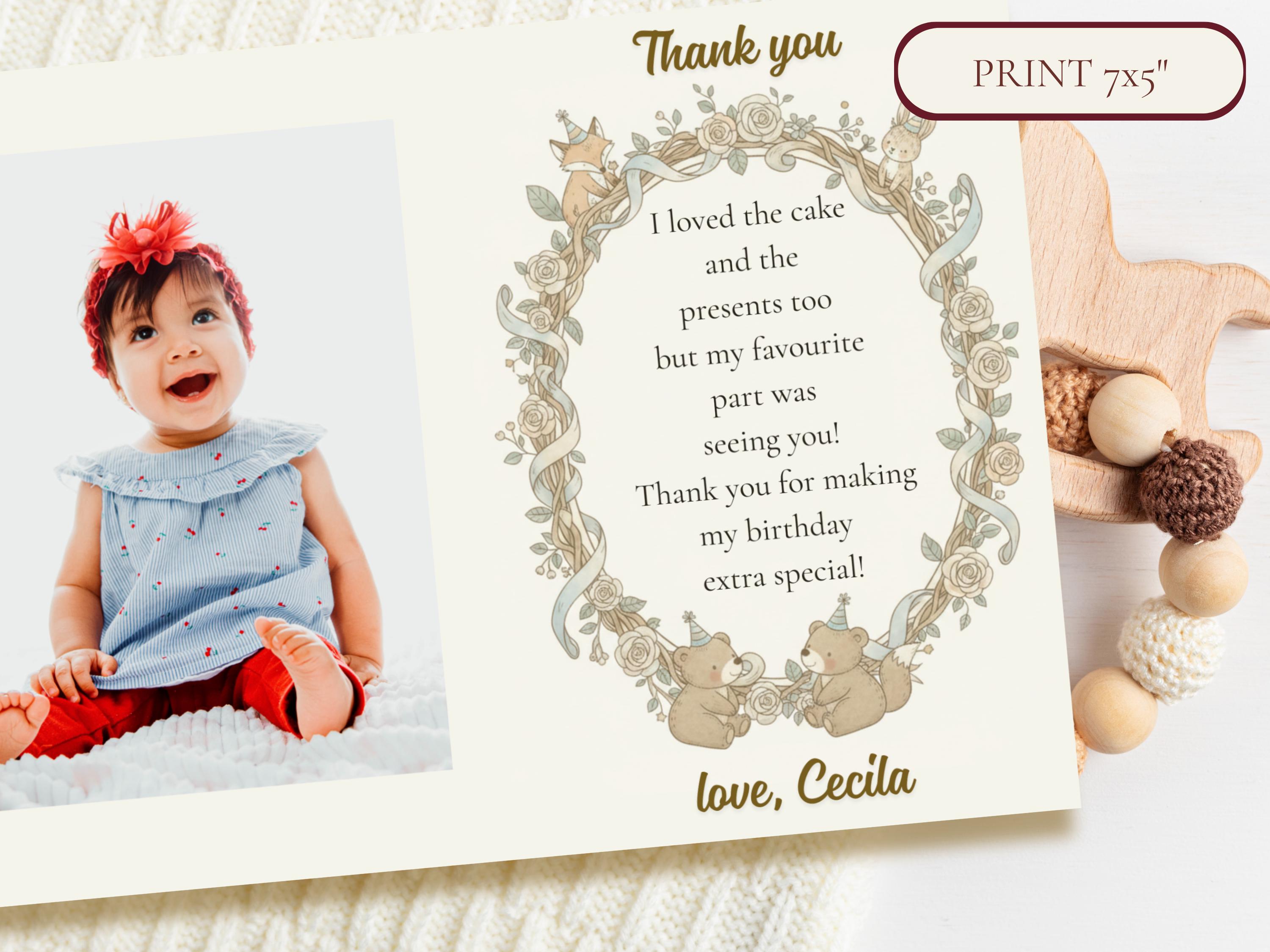 Woodland Birthday Thank You Card thumbnail 4