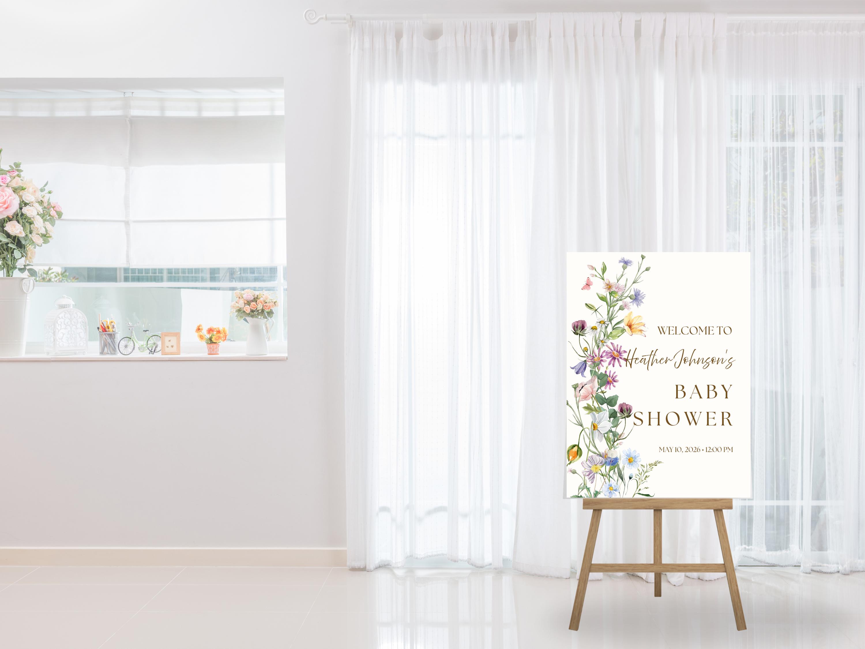 Wildflower Boho Baby Shower Welcome Sign thumbnail 3