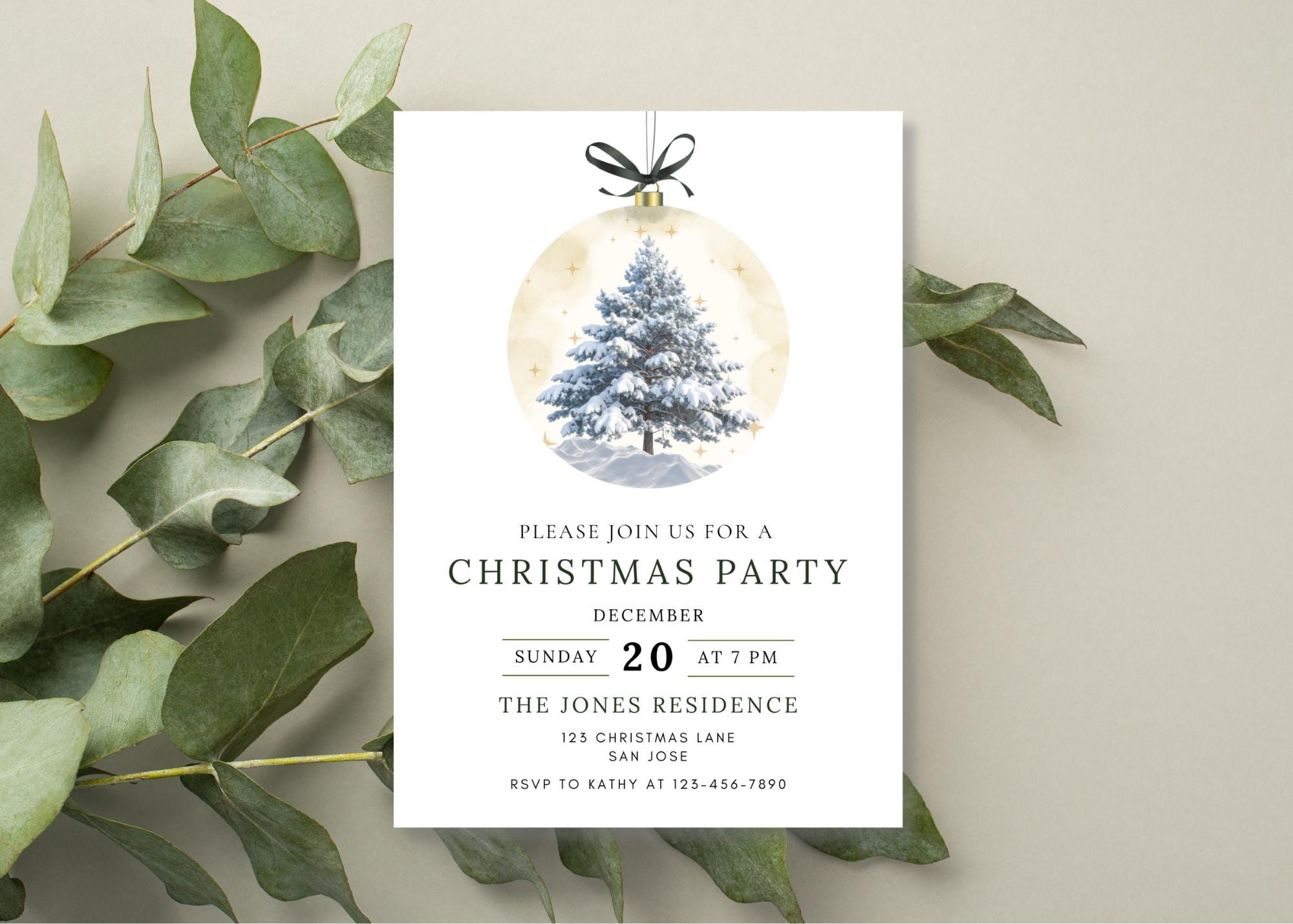 Green Bow Christmas Party Invitation thumbnail 5