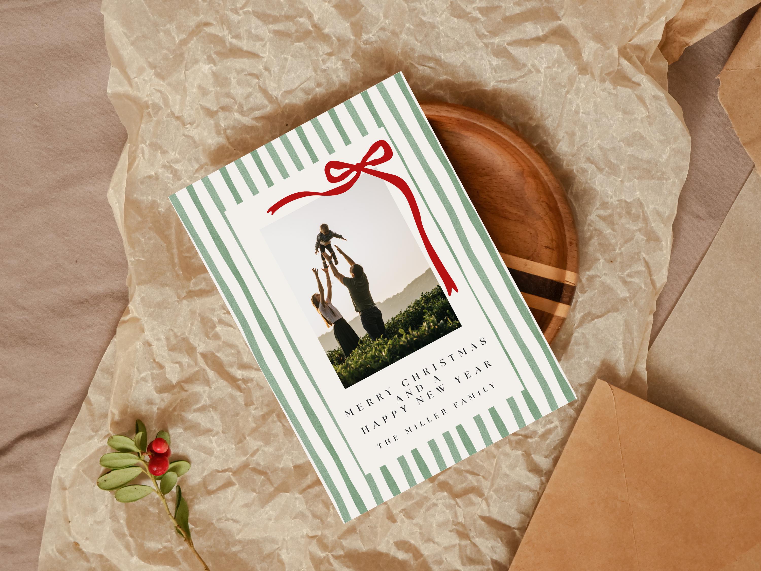 Striped Merry Christmas Holiday Card thumbnail 5