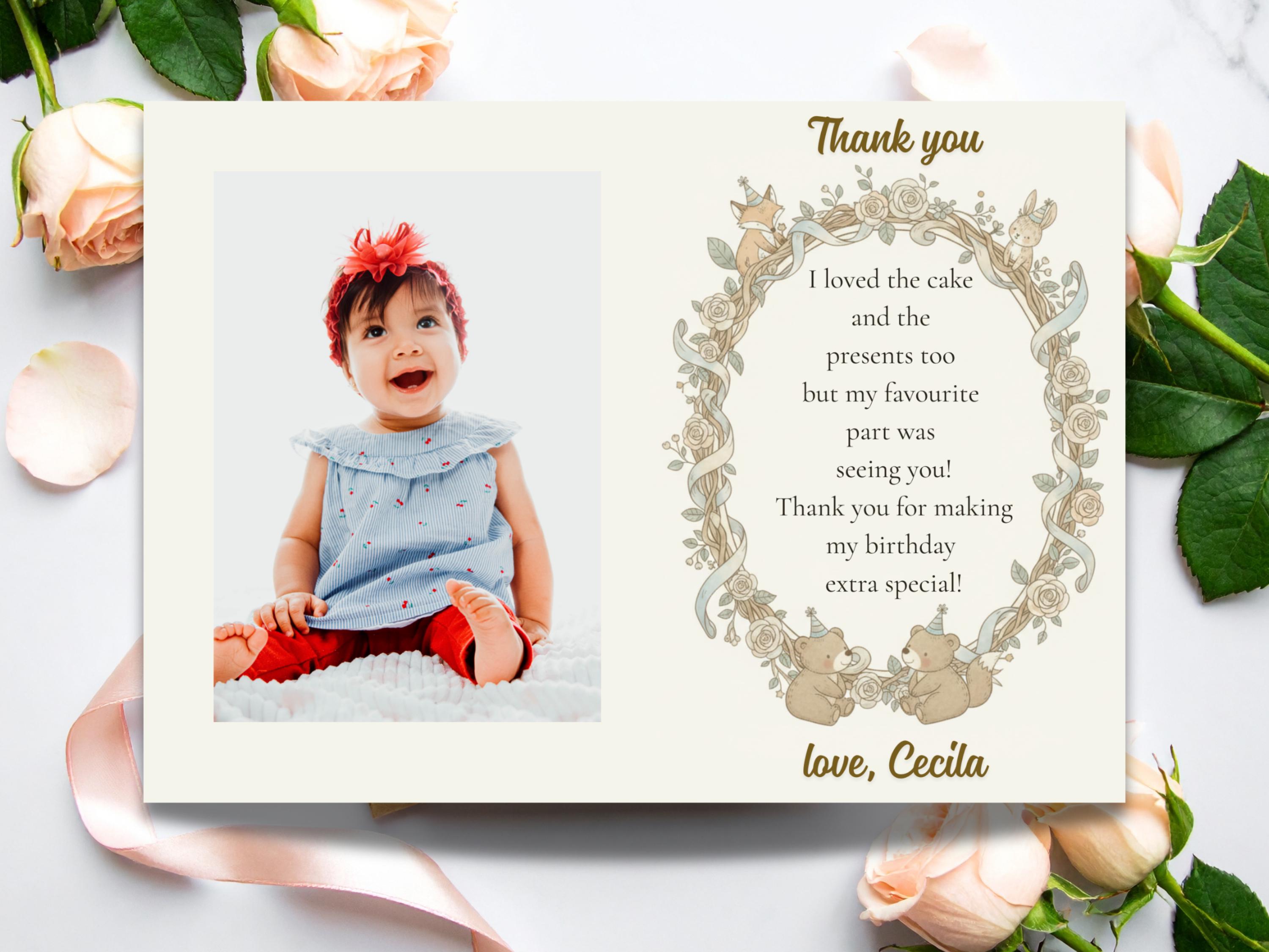 Woodland Birthday Thank You Card thumbnail 2