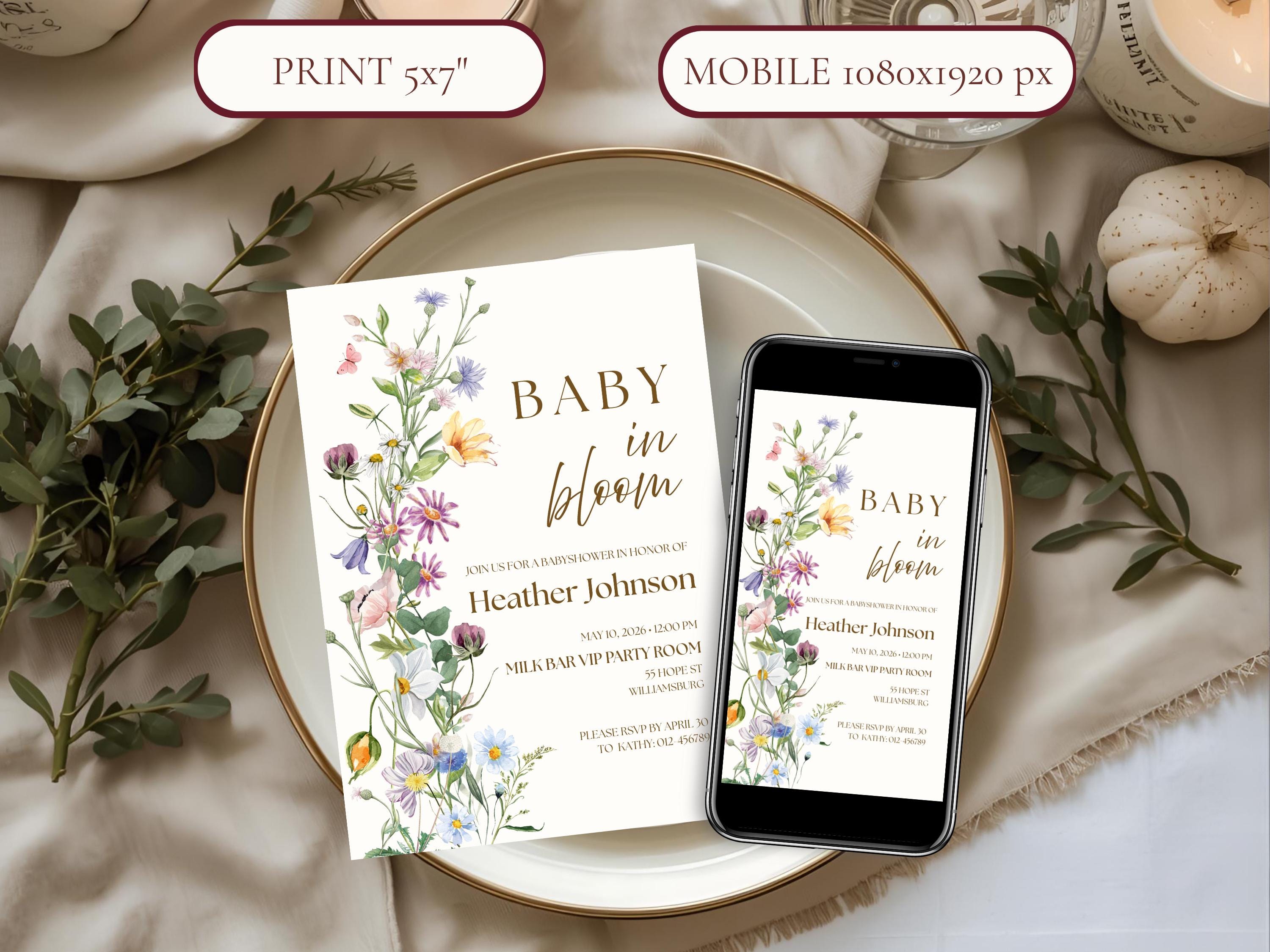 Wildflower Boho Baby Shower Invitation thumbnail 3