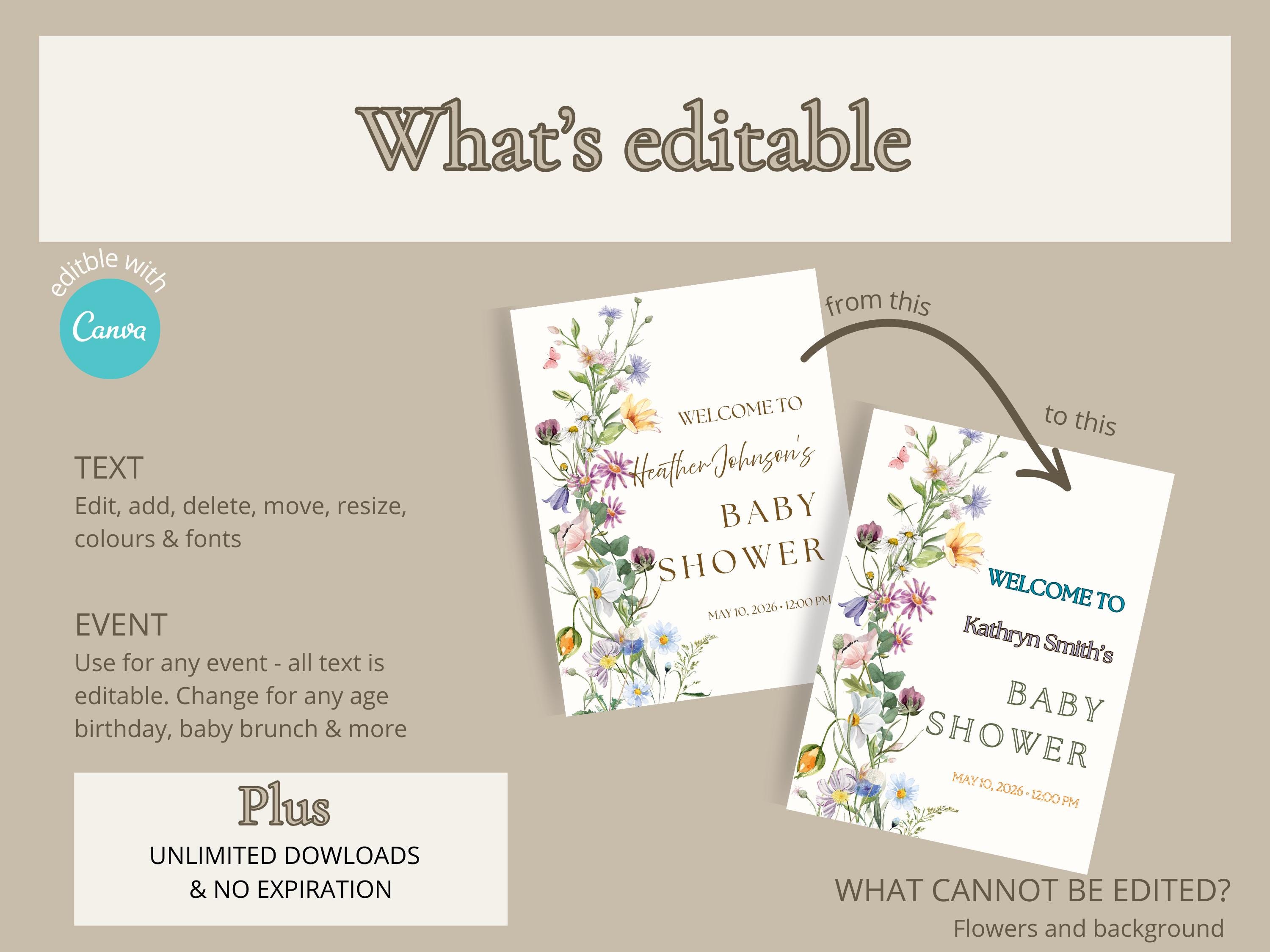 Wildflower Boho Baby Shower Welcome Sign thumbnail 5