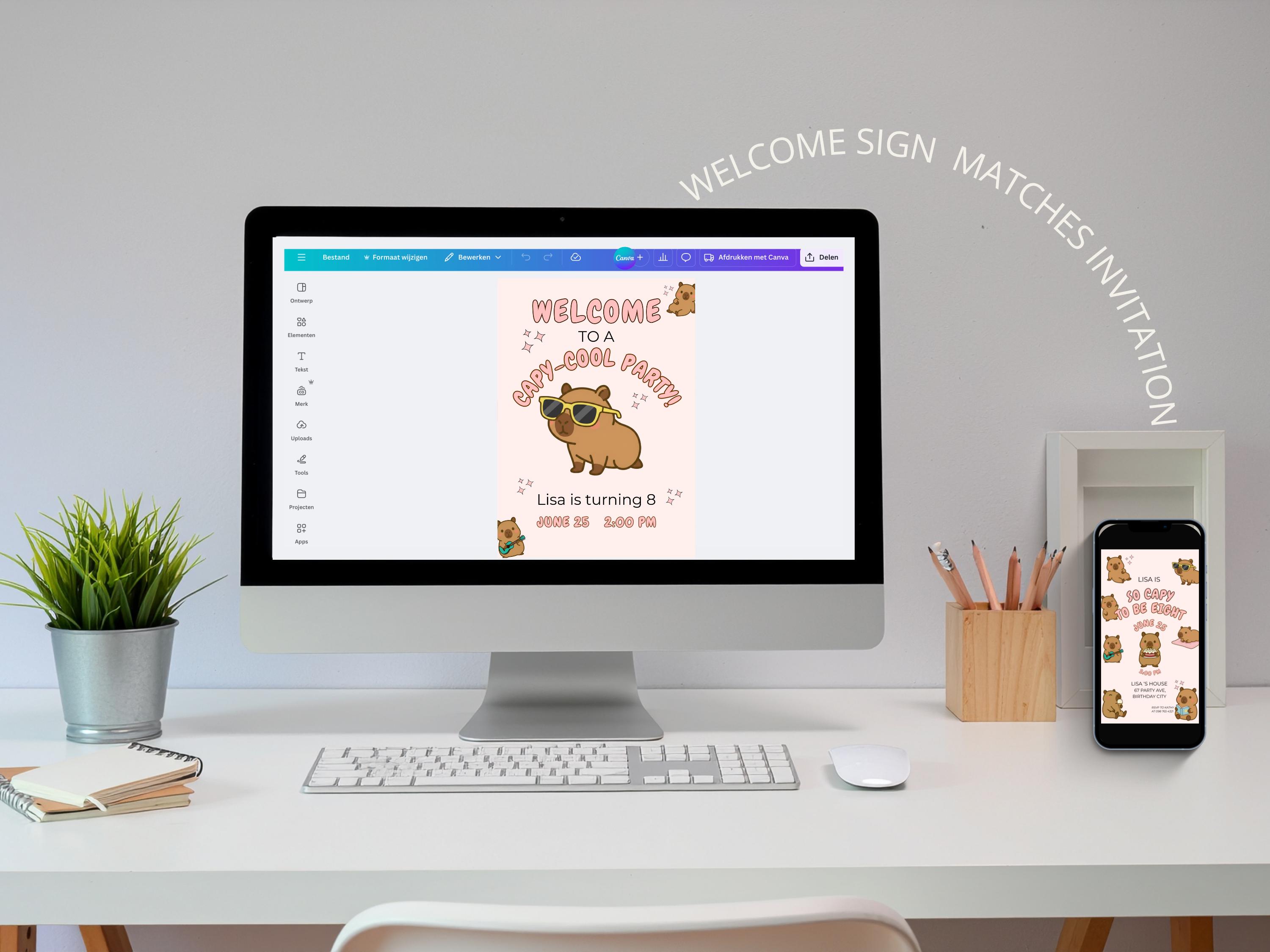 Capybara Birthday Welcome Sign thumbnail 5