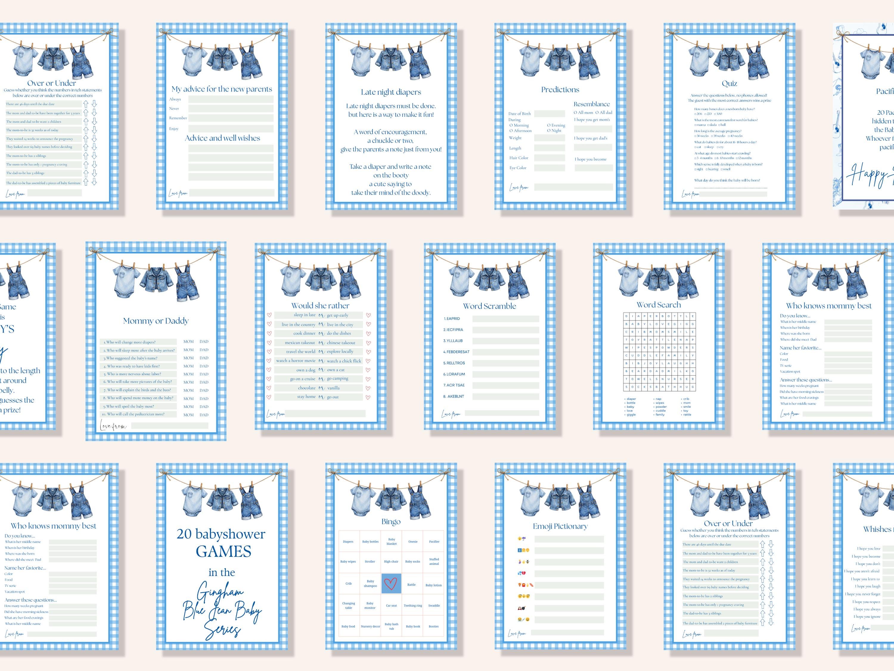 Blue Gingham Baby Shower Games thumbnail 3