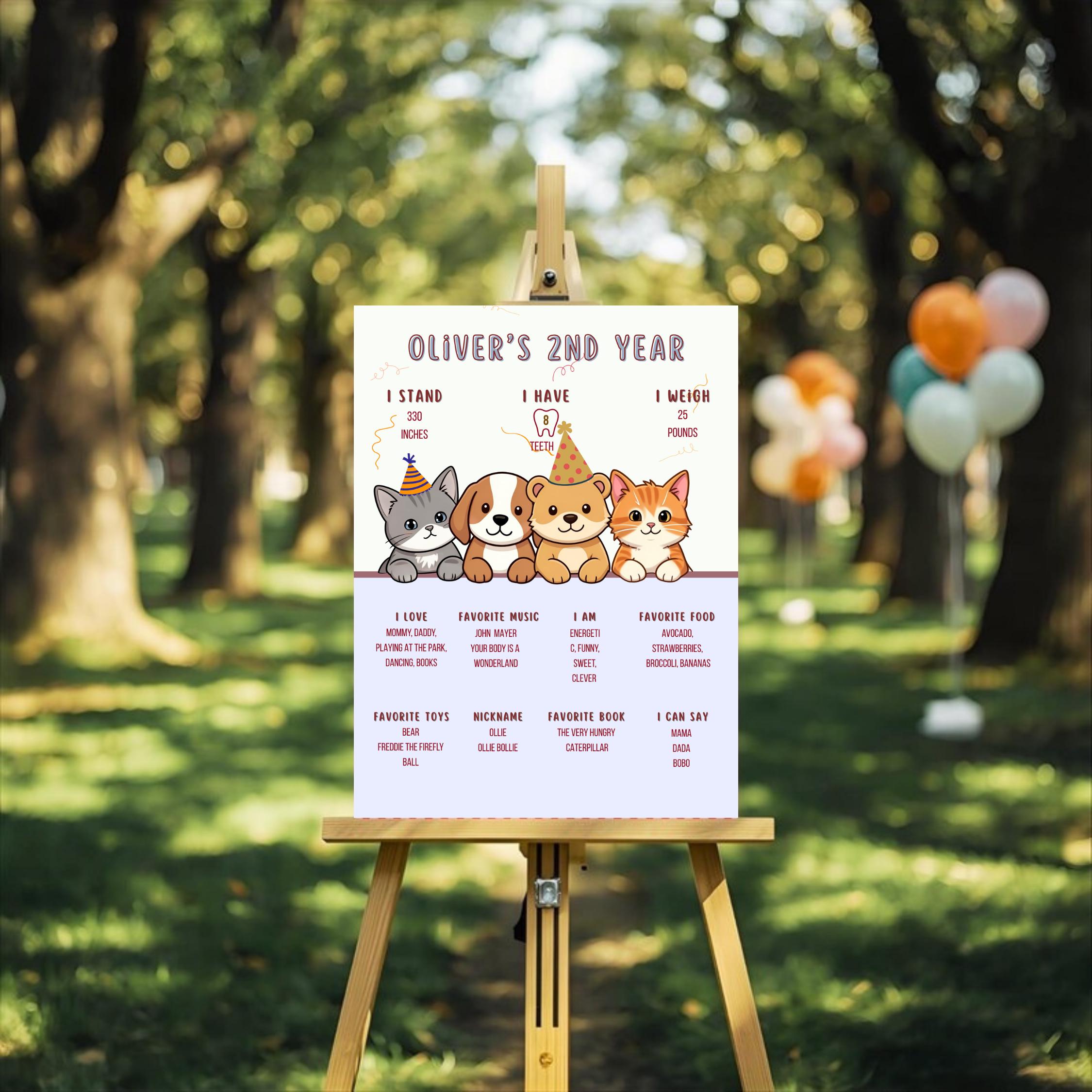Puppy & Cat Birthday Milestone Board thumbnail 4
