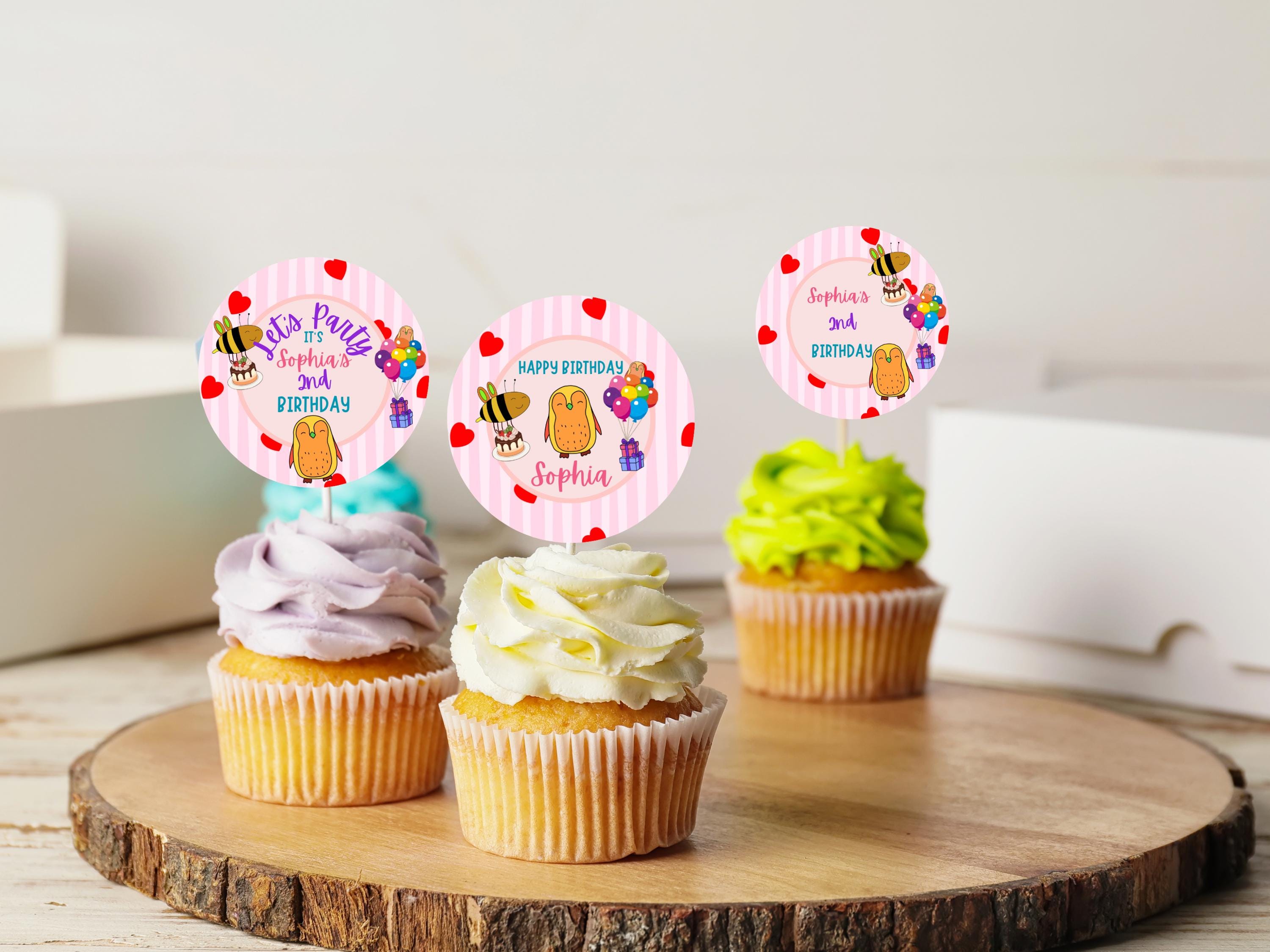 Cartoon Animal Birthday Cupcake Toppers thumbnail 3