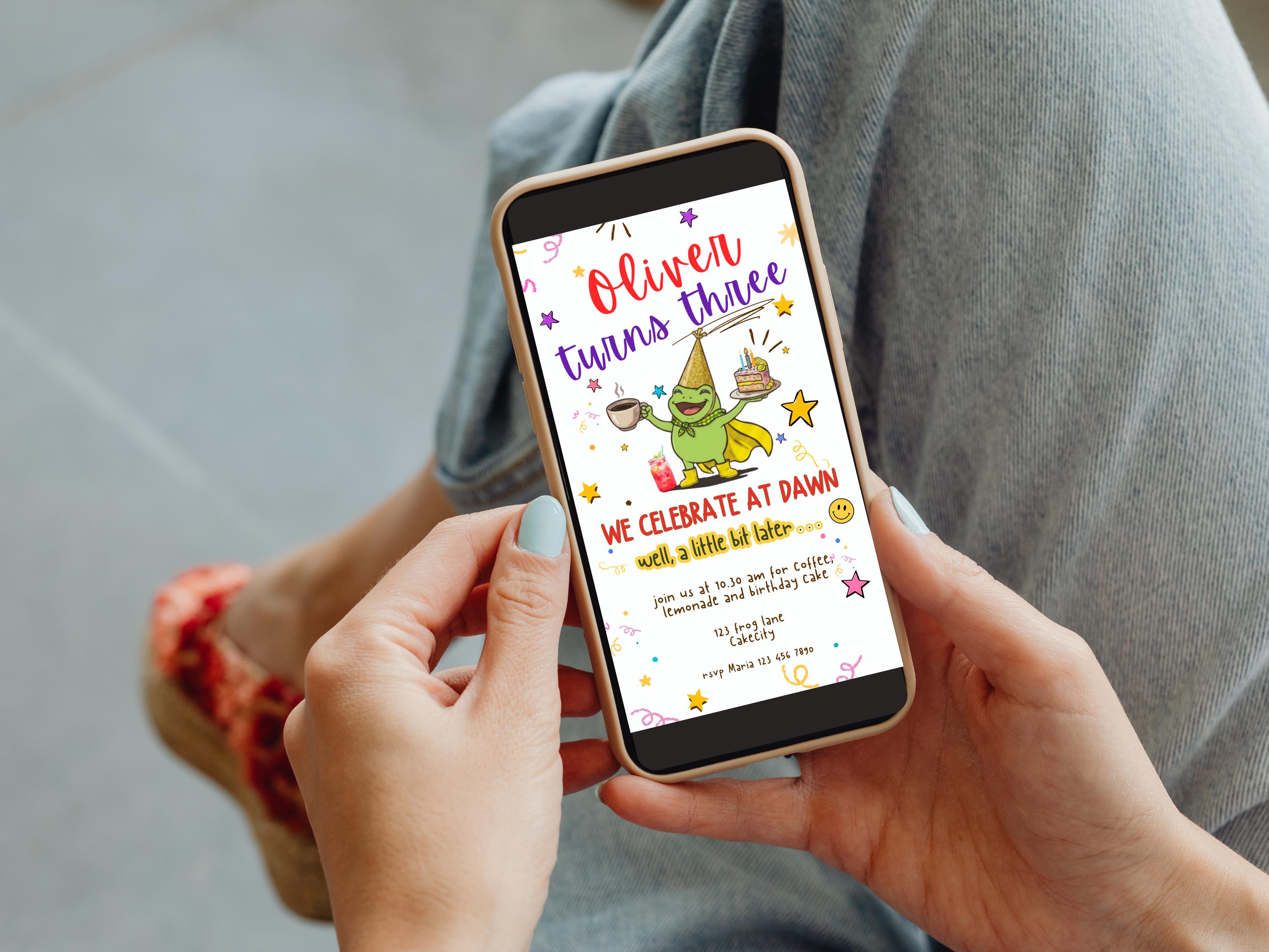 Frog Birthday Invitation — Gender Neutral thumbnail 3