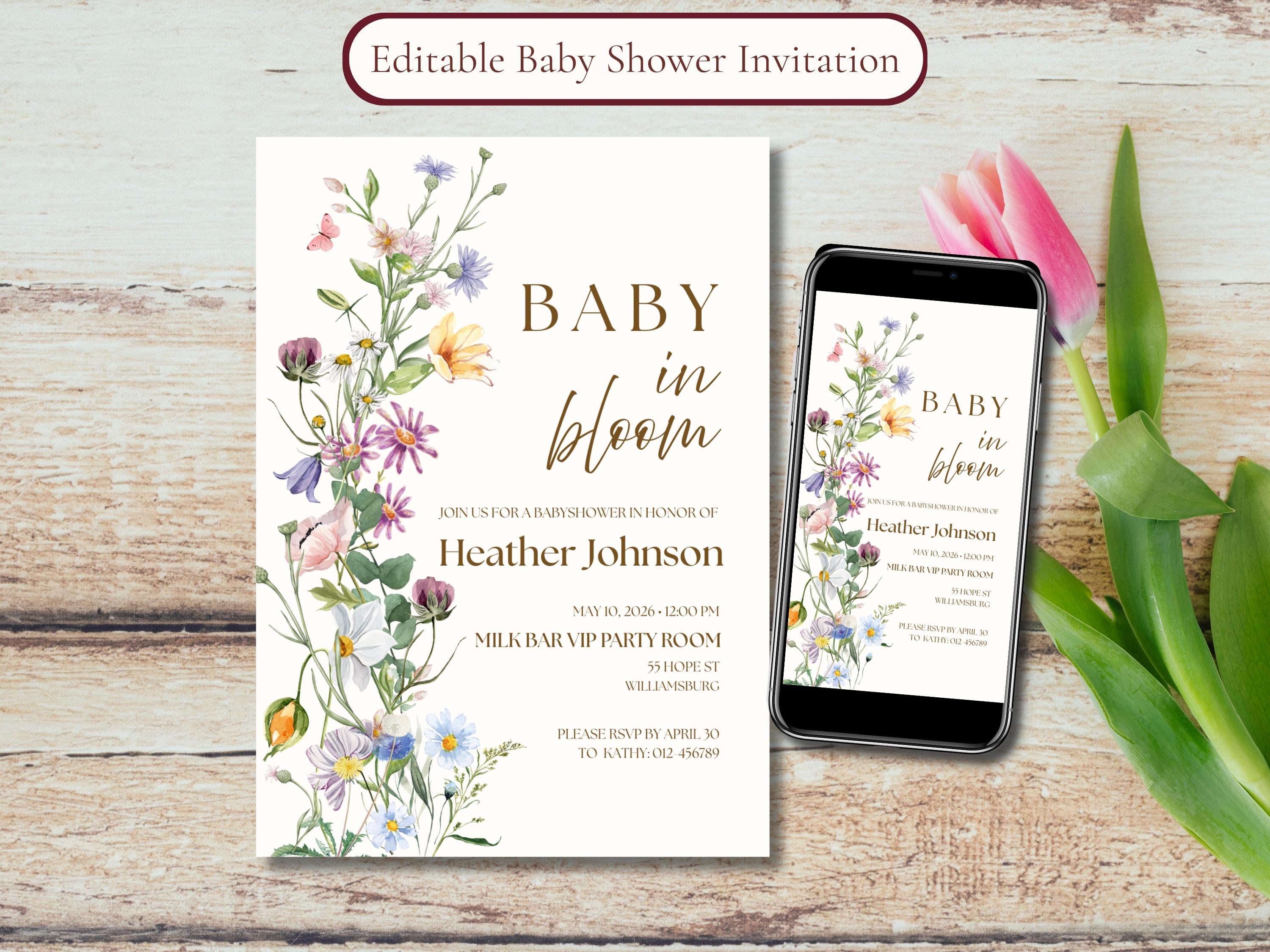 Wildflower Boho Baby Shower Invitation thumbnail 2