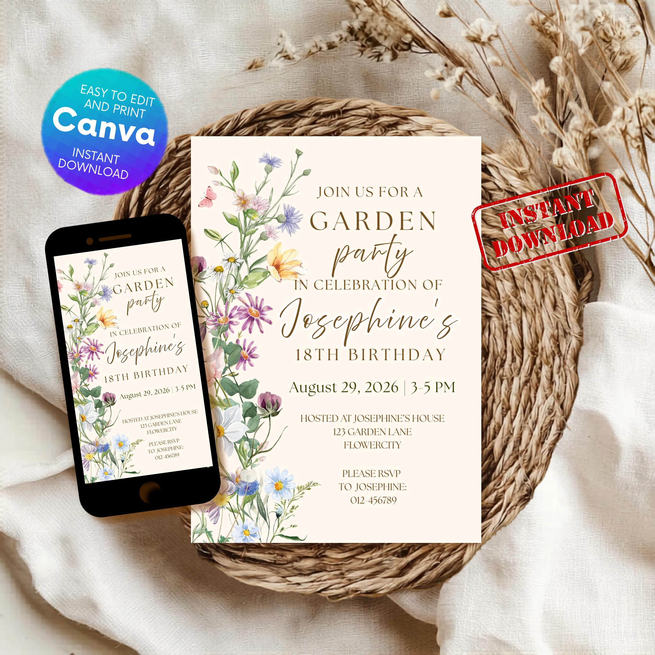 Wildflower Garden 18th Birthday Invitation thumbnail 2