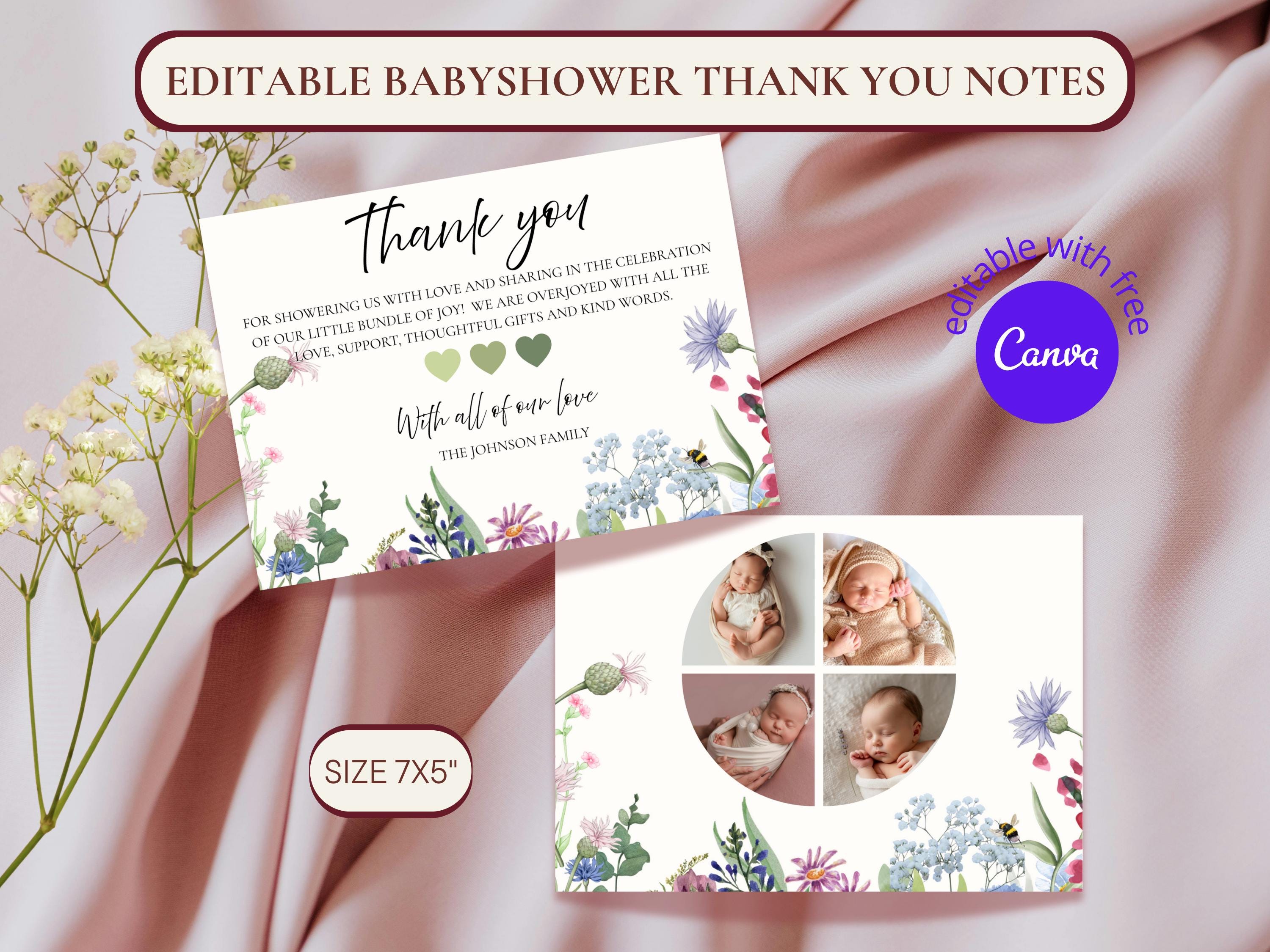 Wildflower Baby Shower Thank You Cards thumbnail 3