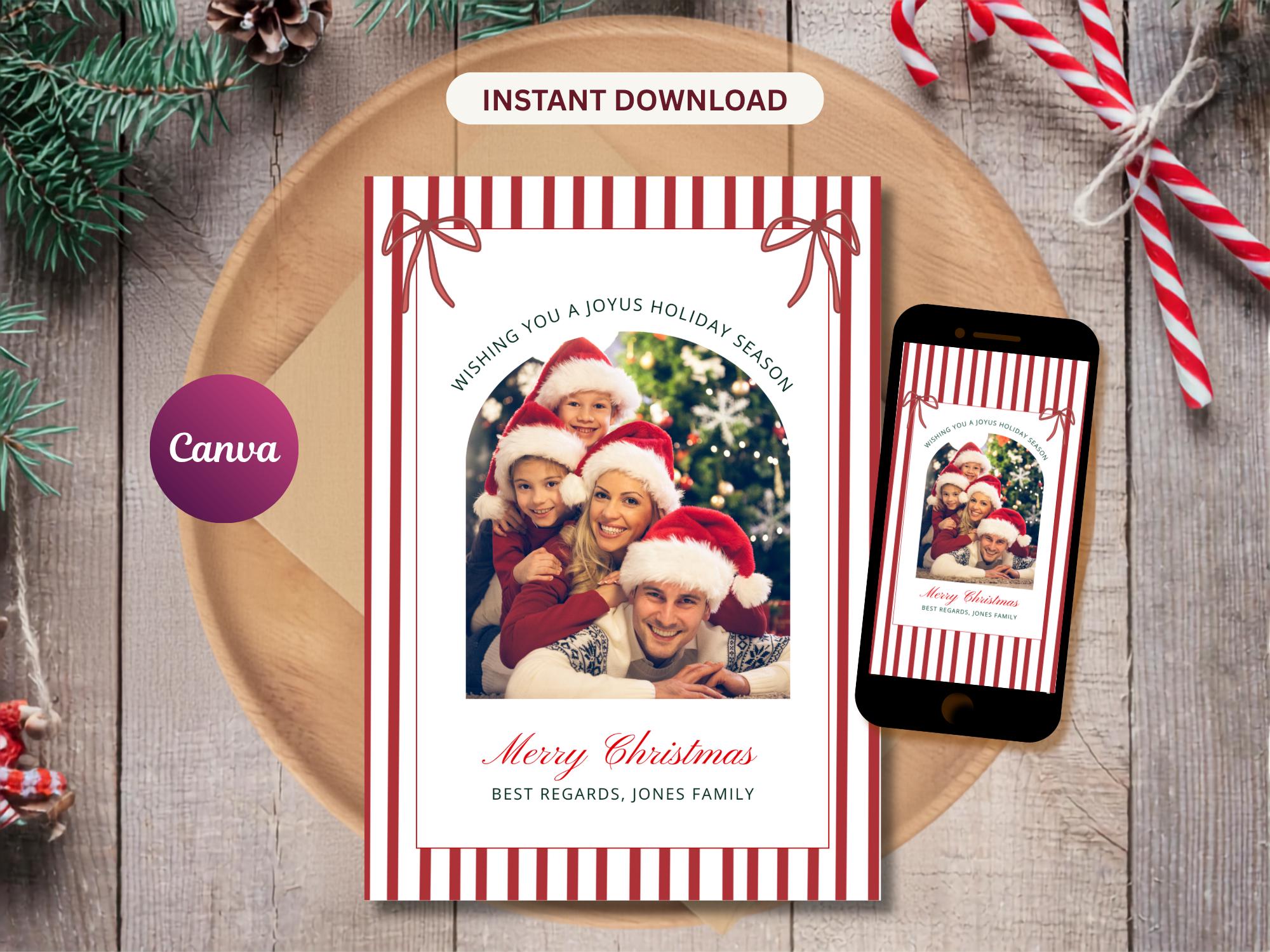 Red Stripe Christmas Photo Card thumbnail 2