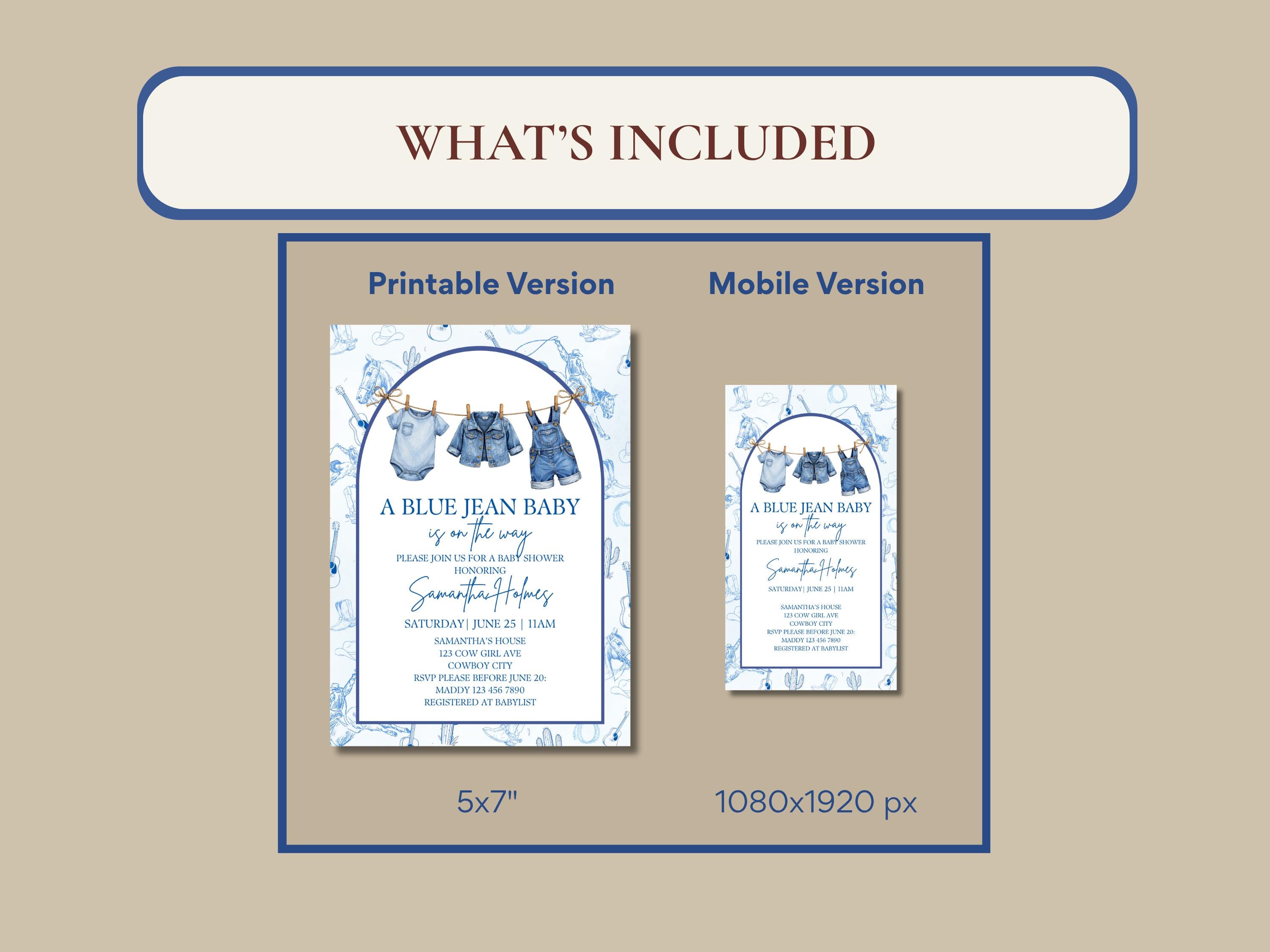 Blue Jean Baby Shower Invitation thumbnail 4
