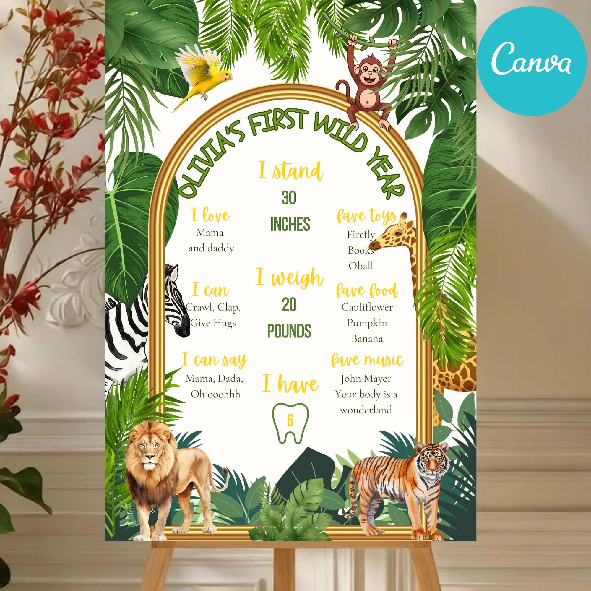 Wild One Safari Milestone Board thumbnail 4