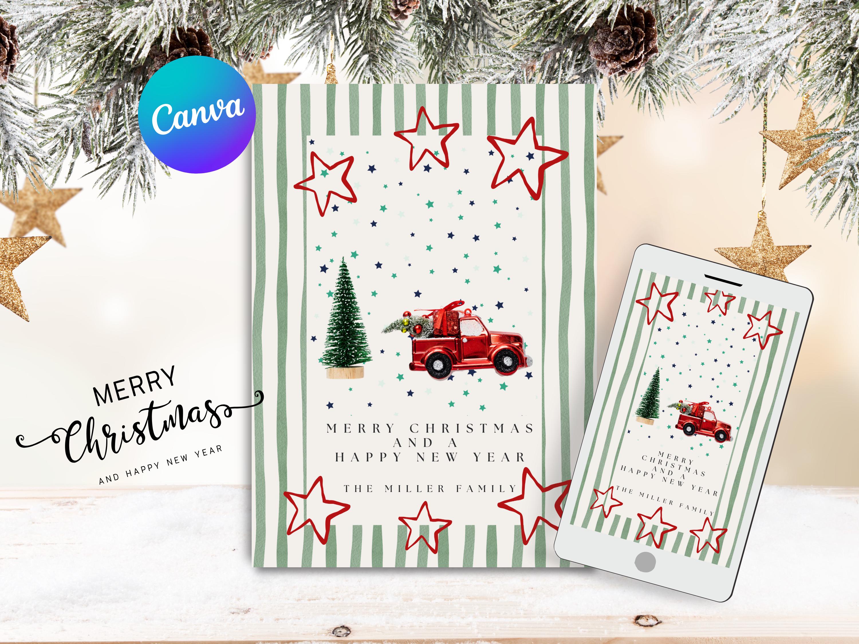 Christmas Holiday Greeting Card — editable Canva template