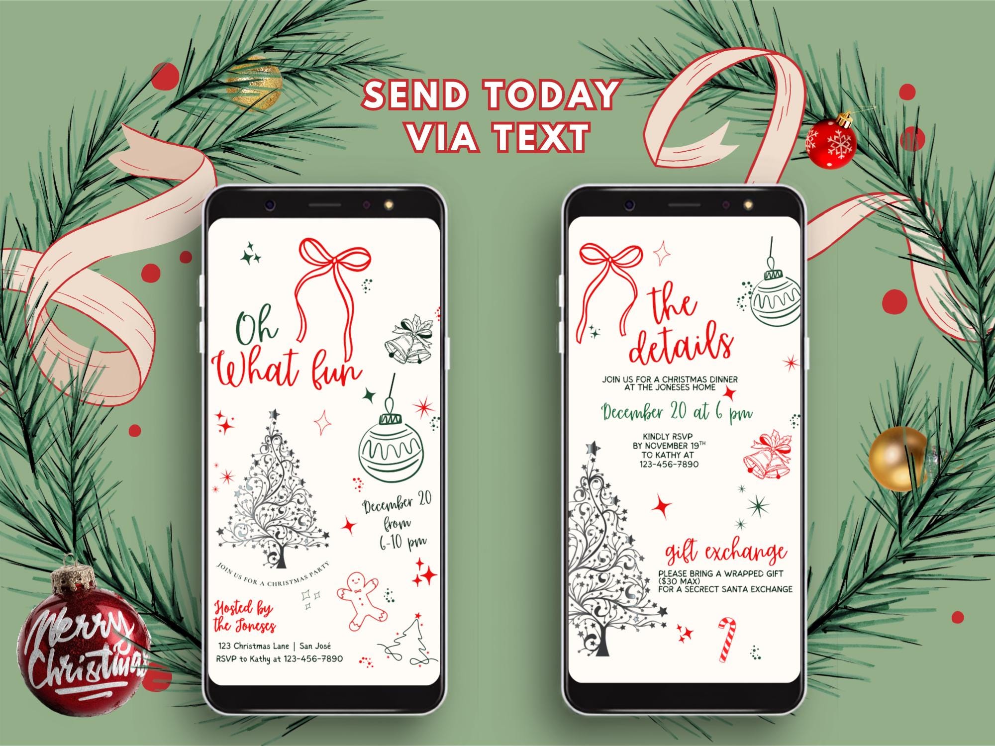 Oh What Fun Christmas Invitation thumbnail 2