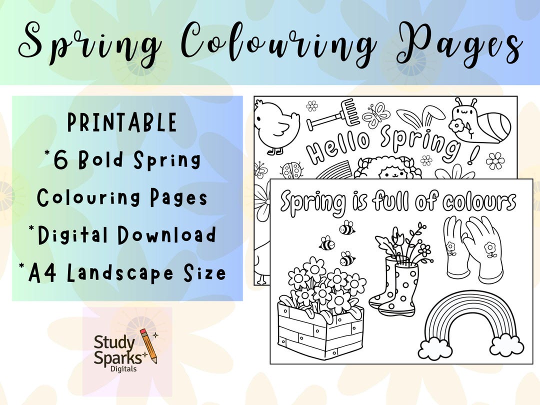 Spring Colouring Completed Seasonal Spring Colouring Pages | Printable Spring Activity for Kids ...