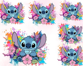 6 Cartoon Character Svg Bundle, Kawaii Stich Svg Bundle, Cute Stich Png, Funny Stich Png, Stich Splash Png Bundle, Stich Floral Png Design.