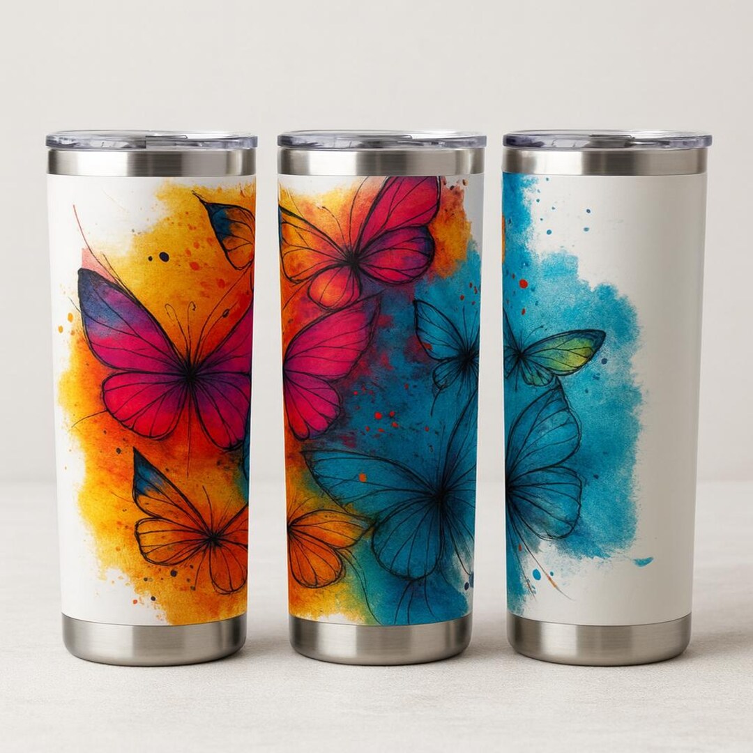 Vibrant Watercolor Butterfly Wall Art Print, Colorful Abstract Splash ...