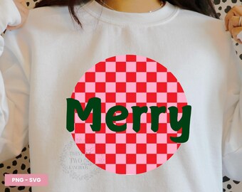 Retro geruit vrolijk png, retro geruit vrolijk png, kerstvibes png, vrolijk kerstfeest png, kerstsublimatieontwerp