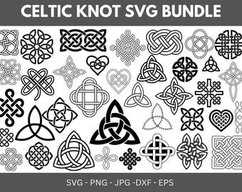 Celtic Knot SVG Bundle, Celtic PNG Bundle, Celtic Clipart, Knots Clovers Crosses Bundle, Celtic Knot Svg, Celtic SVG Cut Files for Cricut.
