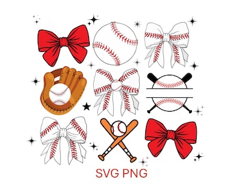 Baseball SVG Bundle, Coquette Baseball PNG, Baseball rétro Png, Baseball Mama Sublimation, Baseball Coquette Png, Baseball Bow Png.
