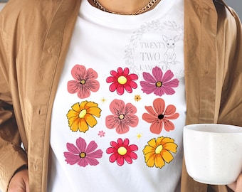 Flowers Png, Spring Graphic Tee Svg, Spring Floral Png, summer sublimation, spring flowers png, retro png