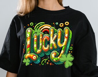 Lucky St Patricks Day Png, Glitter Lucky png, St Patrick Png, St Patricks day png, St Pattys day png, Shamrock Png, Girl st patricks day