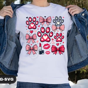 Dog Valentine Coquette Png, Dog Lover Gift, Dog Valentine, Dog Mom Png, Valentine&#39;s Day Png, Dog Paw Print Heart Png