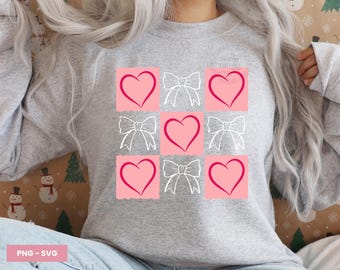 Retro karierter Valentinstag PNG, Steamoup Png, Valentine Boho Png, Herz svg, niedlicher V-Day Png