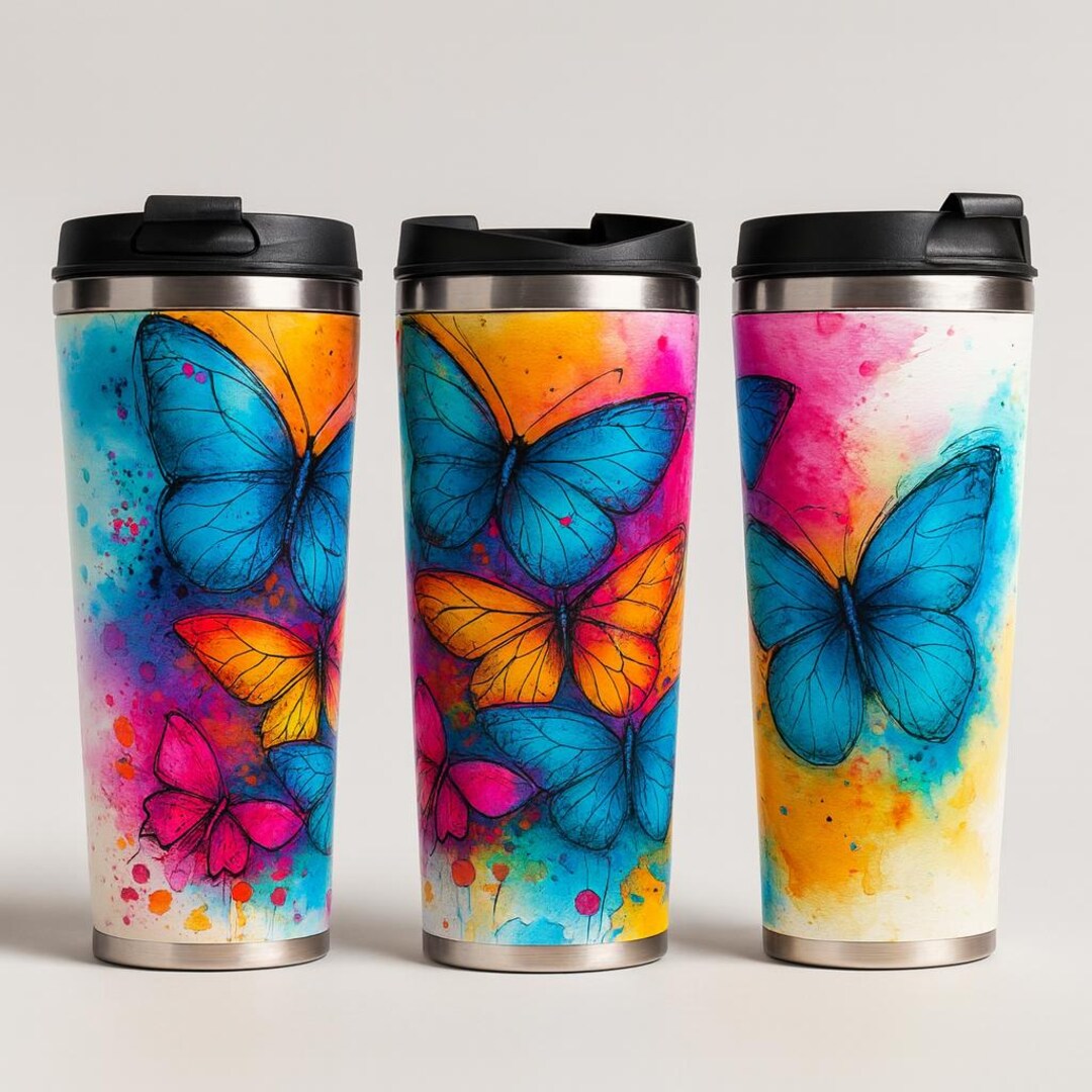 Vibrant Watercolor Butterfly Wall Art Print, Colorful Abstract Splash ...
