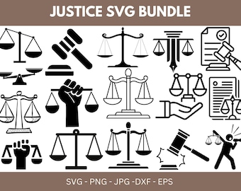 Gerechtigkeit SVG-Bundle, Waage der Gerechtigkeit SVG, Gesetz SVG, Lady Gerechtigkeit SVG, Richter SVG, Hammer SVG, Gericht SVG, Strafgerichtshof SVG, Gerechtigkeitswaage.
