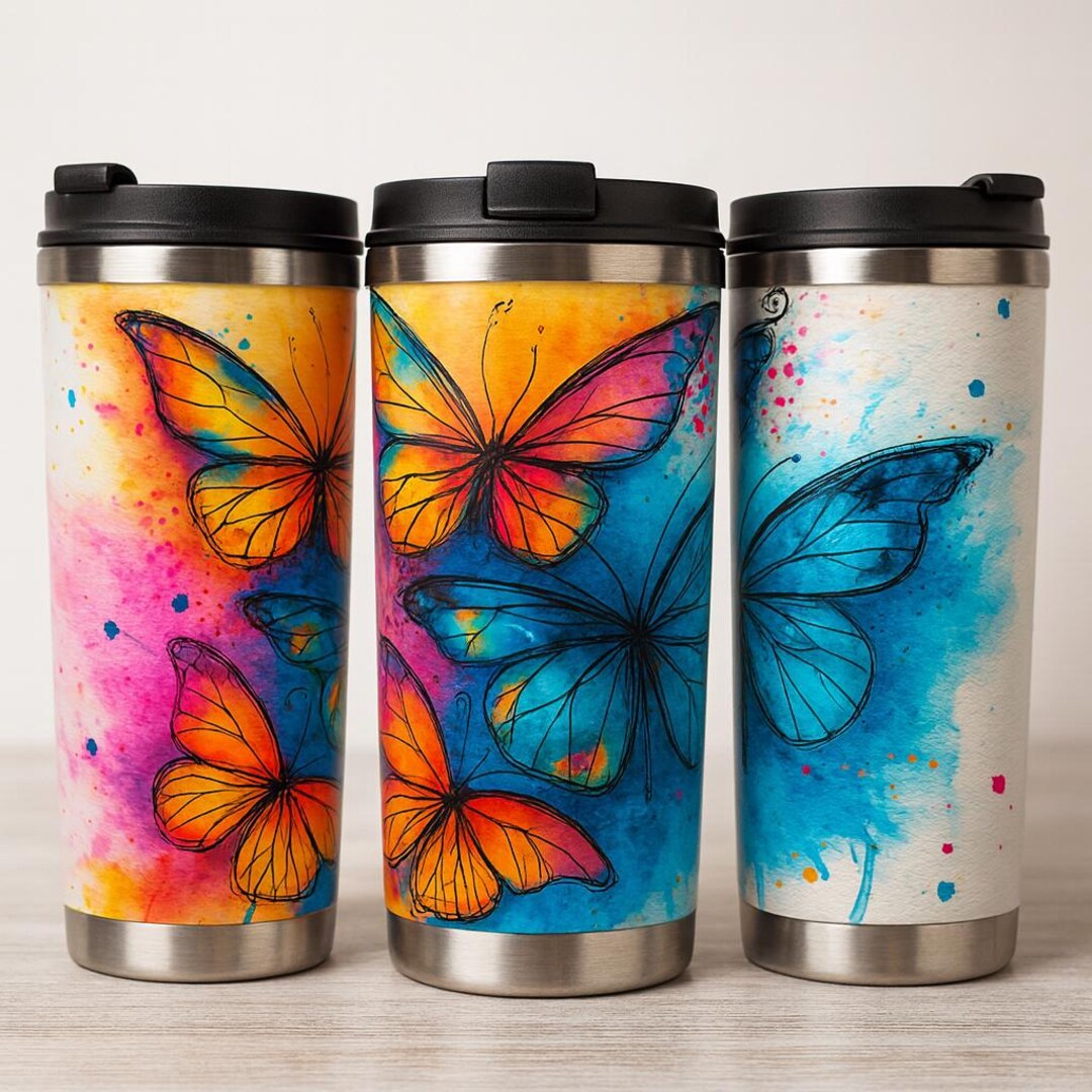 Colorful Watercolor Butterfly Wall Art Print, Abstract Ink Splash ...