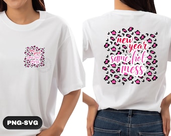Sublimación PNG de Año Nuevo, Sábado Png, Sme hot mess PNG, Archivo PNG con estampado de leopardo y letras a mano, Diseño de camiseta de feliz año nuevo